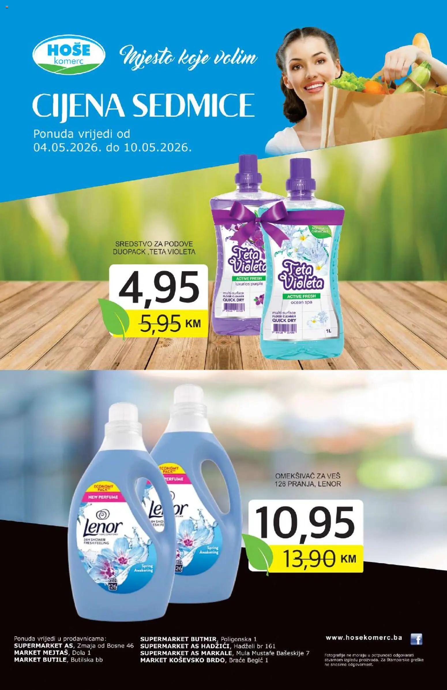 Pregled letka Hoše komerc cijema sedmice trgovine Hoše komerc vrijedi od 04.05.2026