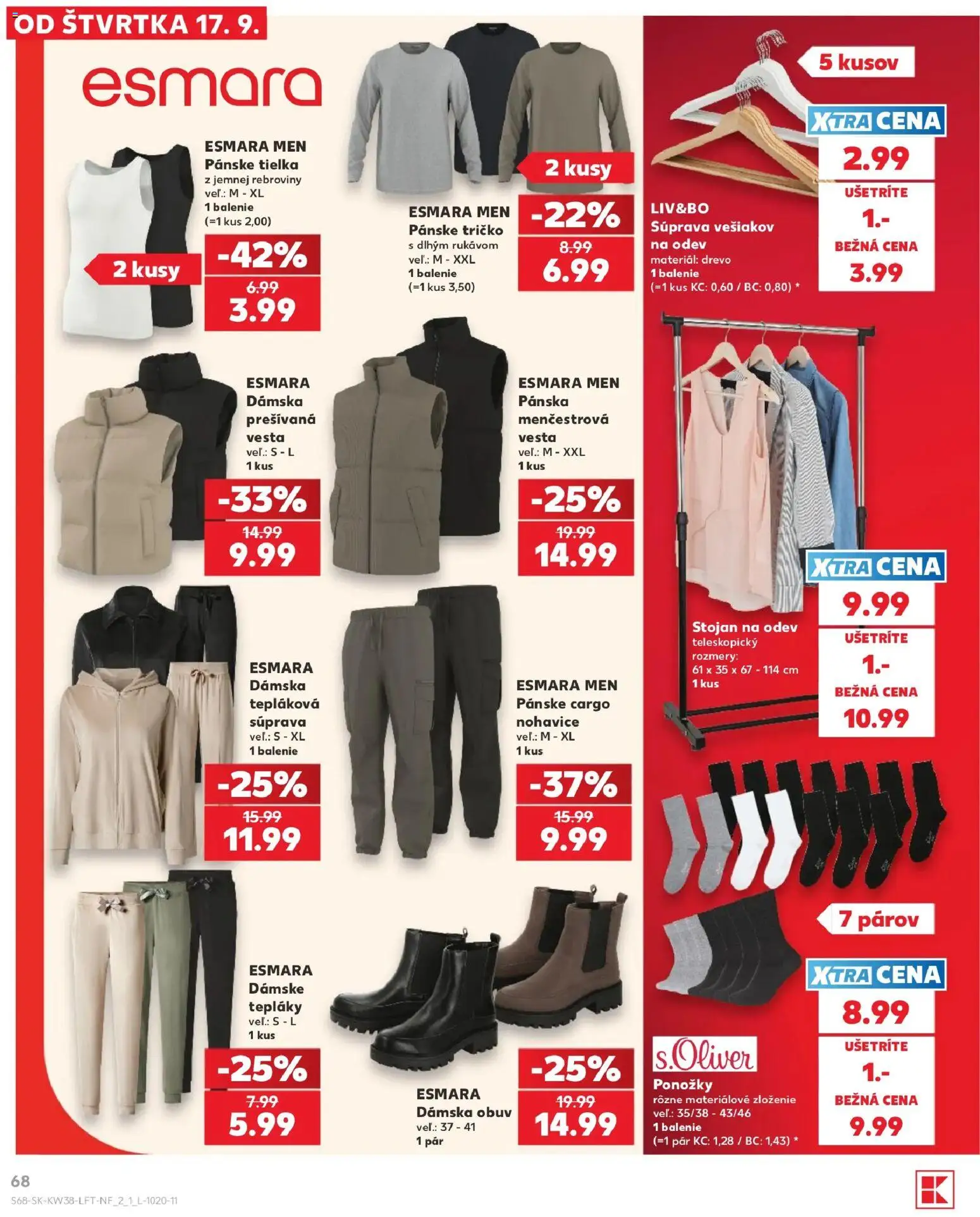 Náhľad Kaufland letáku platného od 17.09.2026 - Tričko, Ponožky, Nohavice, Vesta