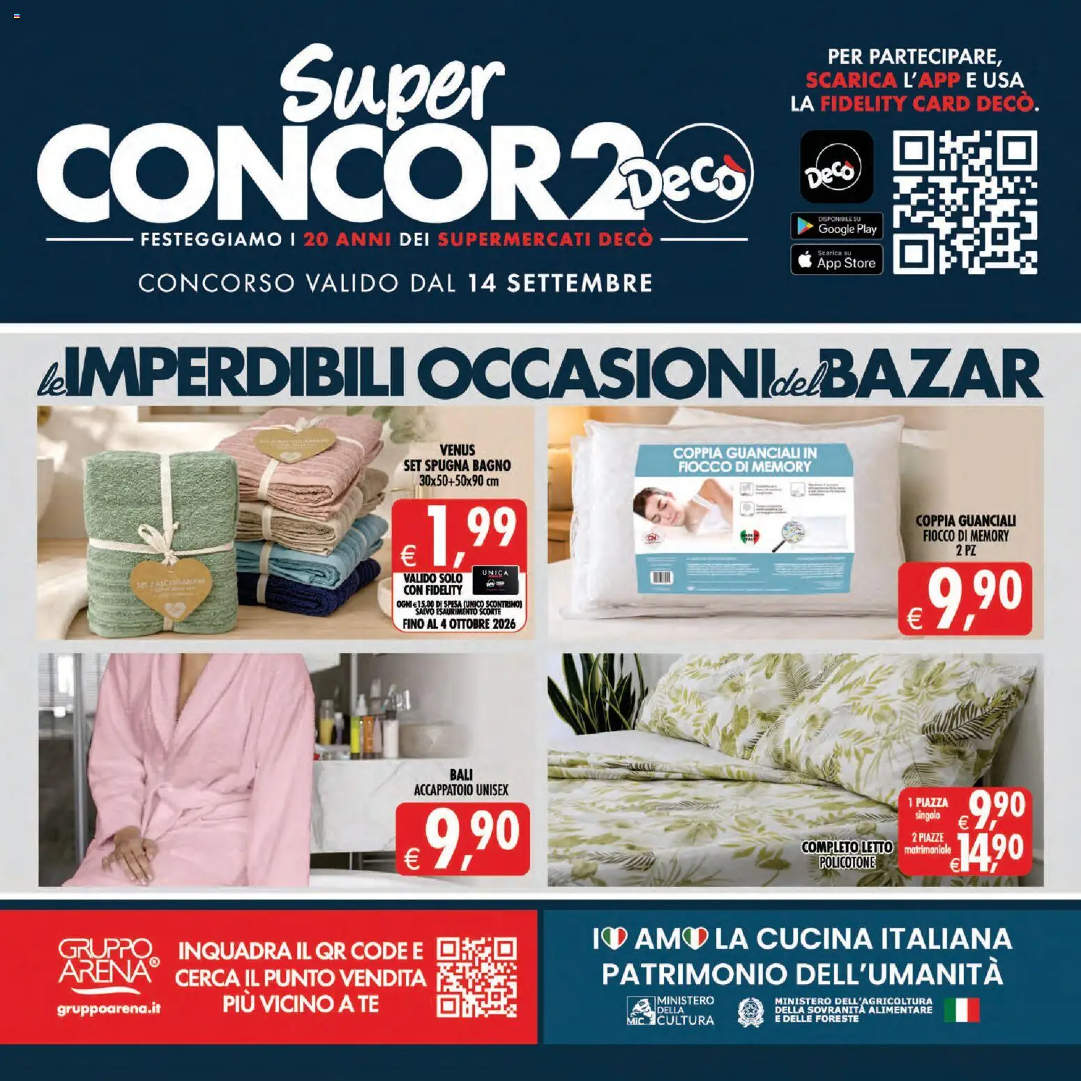 Anteprima dell'opuscolo Decò volantino Maxistore, Supermercati Lipari dal negozio Decò valido da 01/09/2026 - Bagno, Letto, Accappatoio, Spugna, Tè