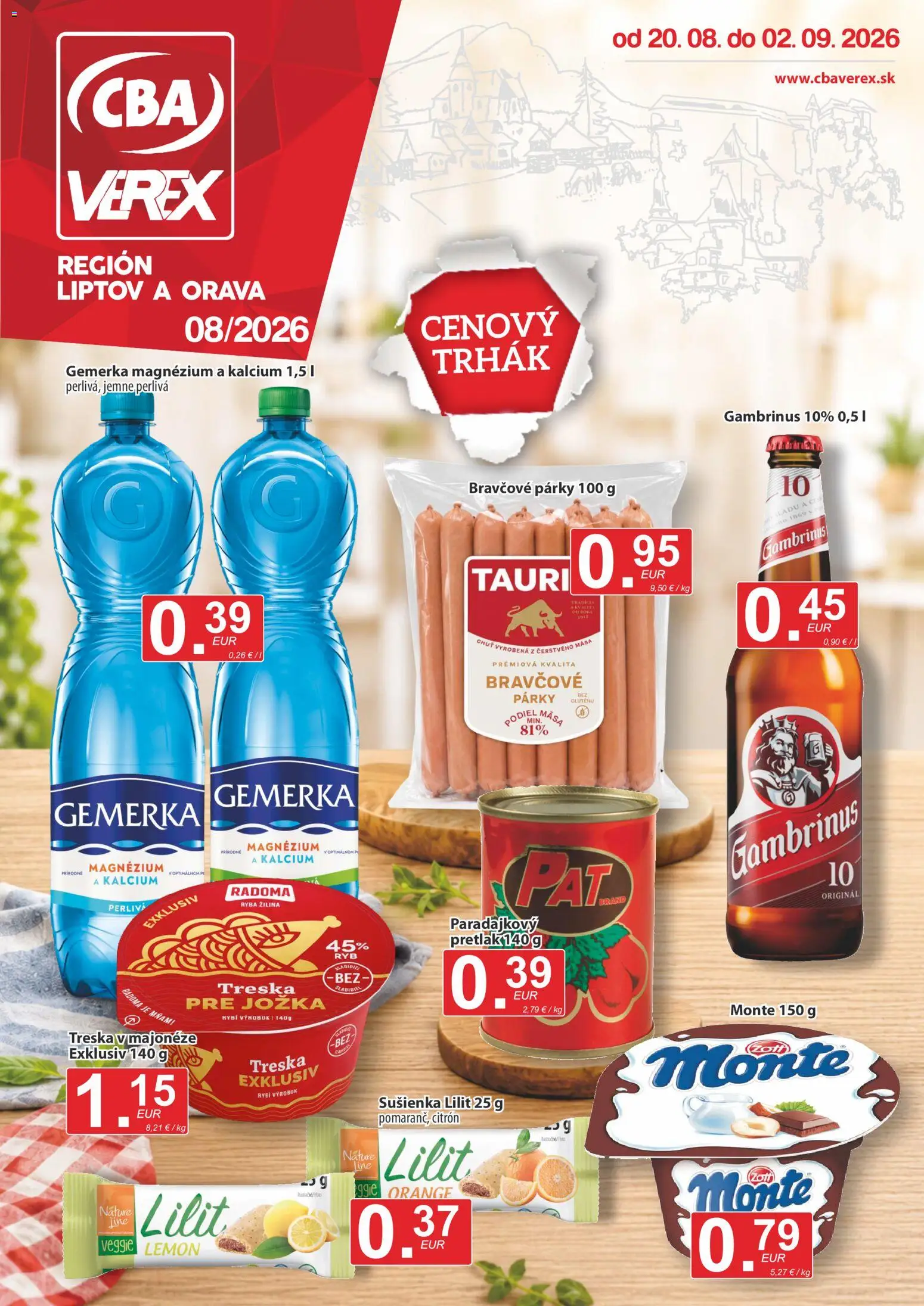 Náhľad CBA Verex letáku platného od 20.08.2026