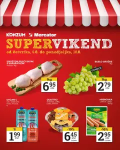 Pregled letka KONZUM vikend akcija trgovine KONZUM vrijedi od 06.08.2026