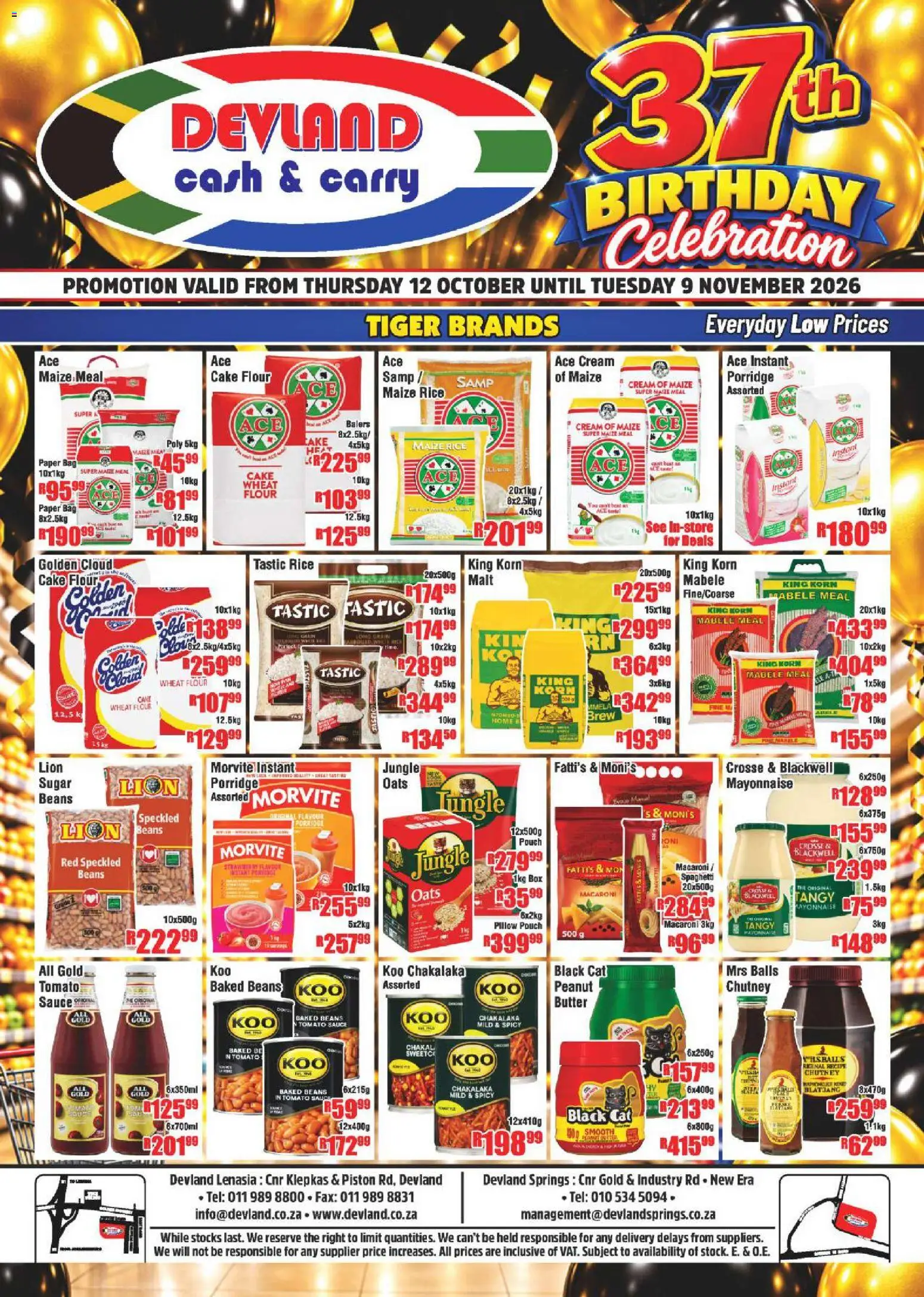 Preview of Devland flyer valid from 12/10/2026 - Bag, Sugar, Mayonnaise, Beans, Maize meal, Tomato sauce, Chutney, Sauce