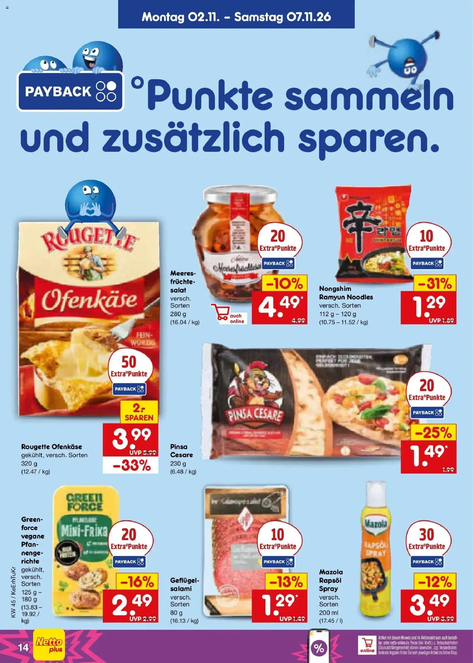 Vorschau von dem Prospekt des Geschäftes Netto Marken-Discount, gültig ab dem 02.11.2026 - Salat, Salami, Rapsöl, Rougette ofenkase