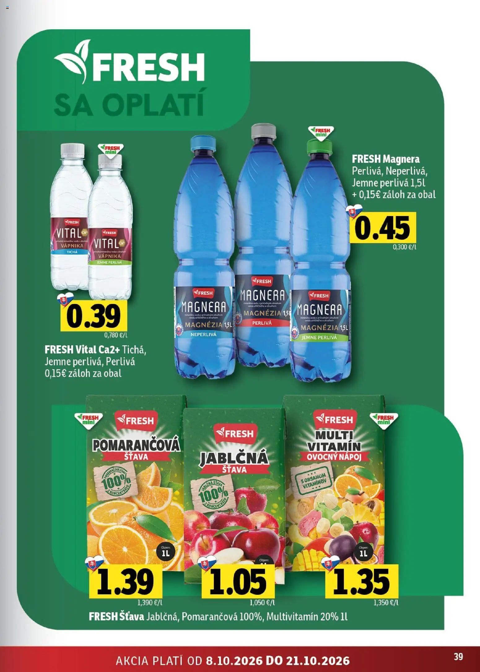 Náhľad Fresh letáku platného od 08.10.2026 - Voda, Multivitamín, Šťava