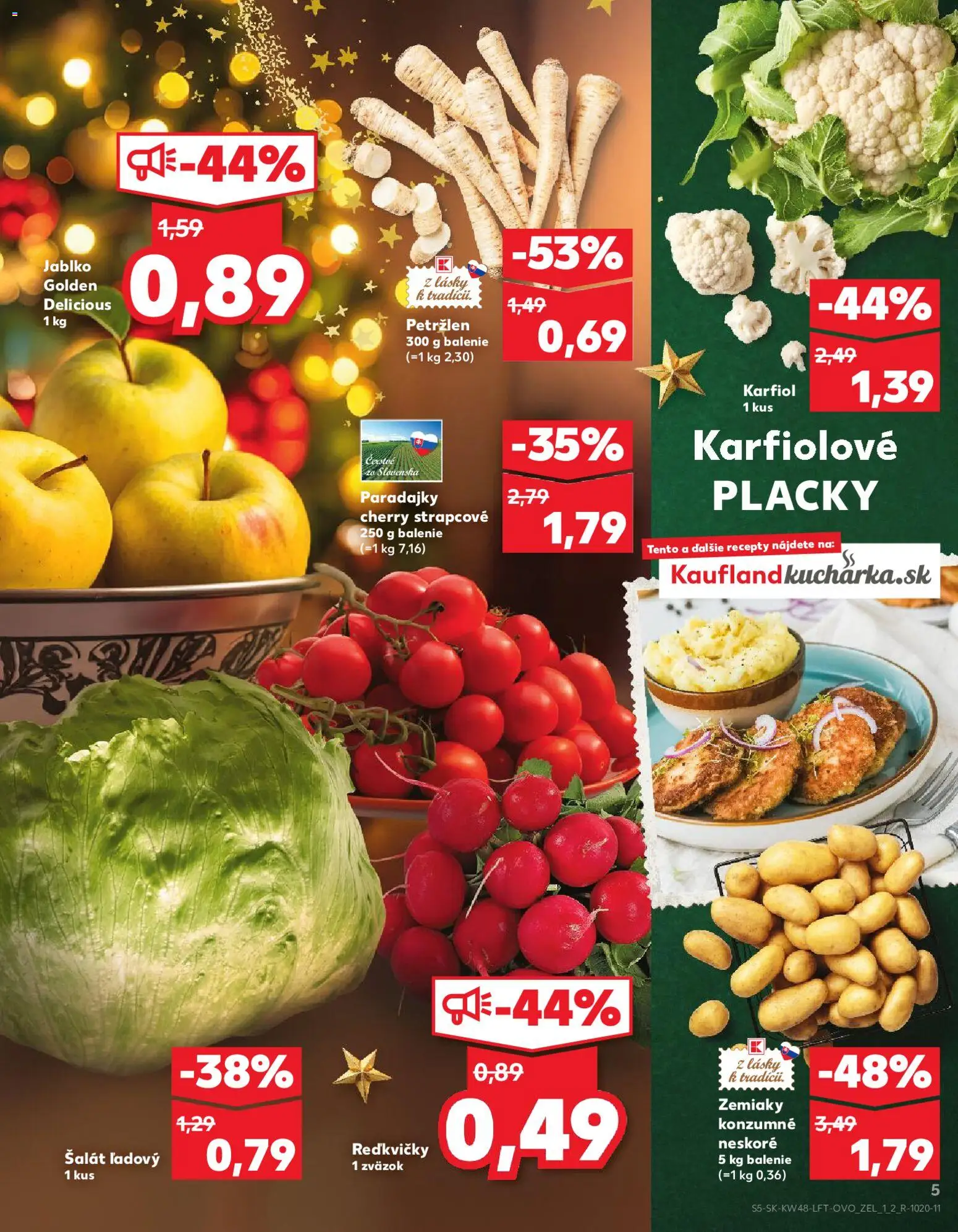 Náhľad Kaufland letáku platného od 27.11.2025 - Apple, Šalát, Paradajky, Karfiol, Zemiaky, Petržlen