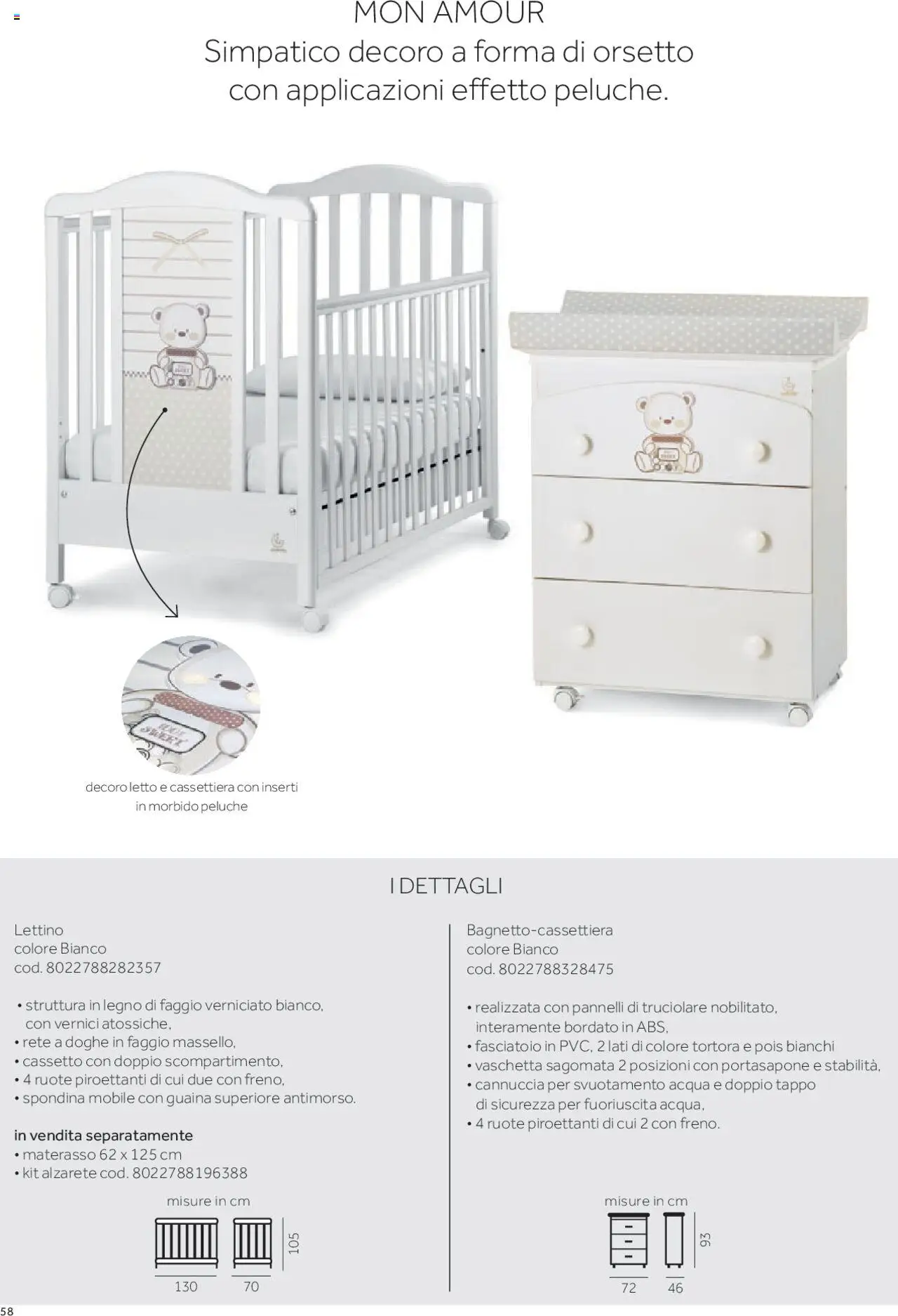 Anteprima dell'opuscolo Catalogo Camarette e Lettini dal negozio Prenatal valido da 01/01/2025 - Acqua, Mobile, Letto, Peluche, Cassettiera, Materasso, Fasciatoio, Lettino