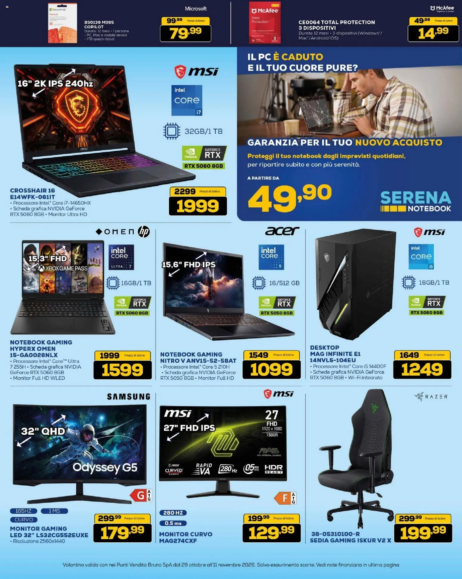 Anteprima dell'opuscolo BRUNO Black Friday dal negozio BRUNO valido da 29/10/2026 - Samsung, Xbox, PC, Mobile, Notebook, Monitor, Sedia