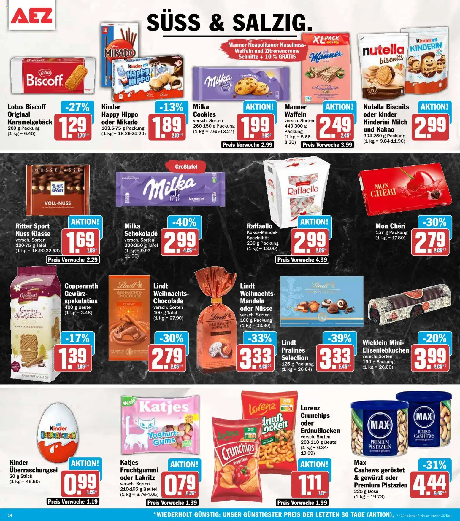 Vorschau von dem Prospekt des Geschäftes AEZ, gültig ab dem 05.10.2026 - Schokolade, Waffeln, Lindt, Milch, Ritter sport, Milka, Raffaello, Mon cheri