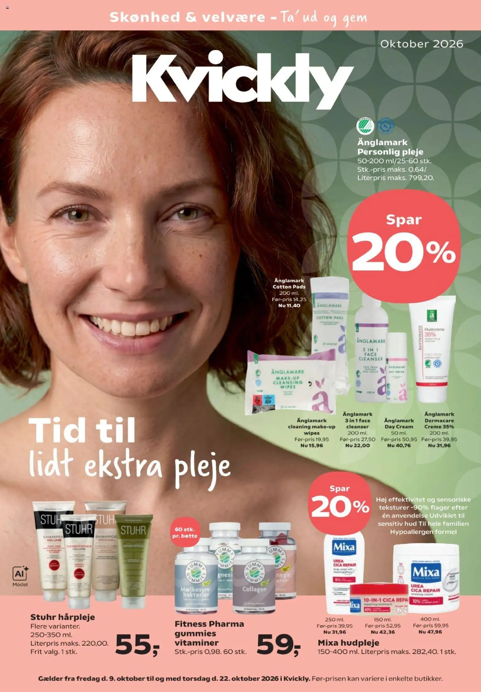 Eksempel på tilbudsavis Kvickly - Tibudsavis - Skønhed & velvære fra butik Kvickly gyldig fra 09/10/2026 - Makeup, Collagen, Shampoo, Creme, Flager