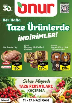 Onur Market Onur Market - Taze Ürünlerde İndirimler 11.06.2026 - Broşürünün önizlemesi