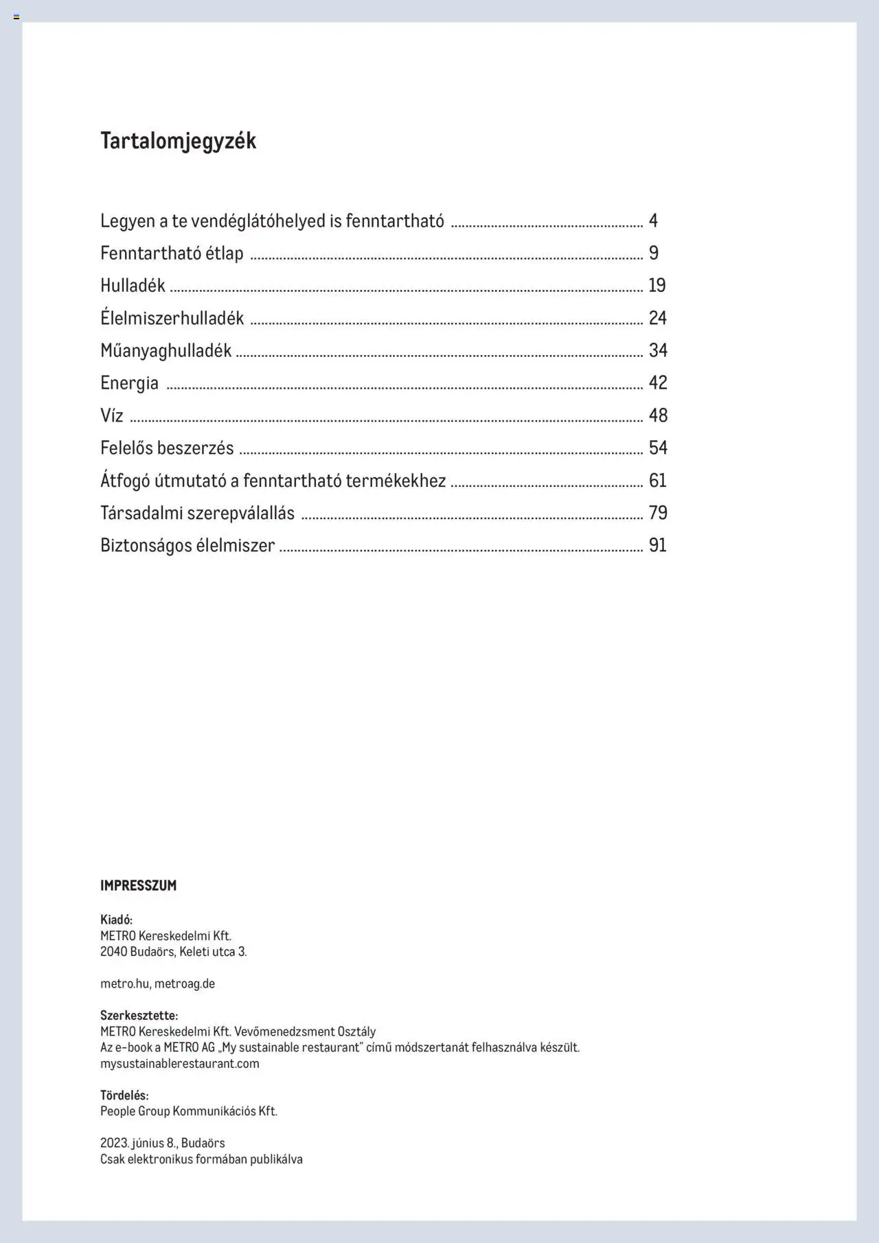 Metro - Fenntartható Gasztronómia booklet megtekintése, amely érvényes 2023.06.07.-től