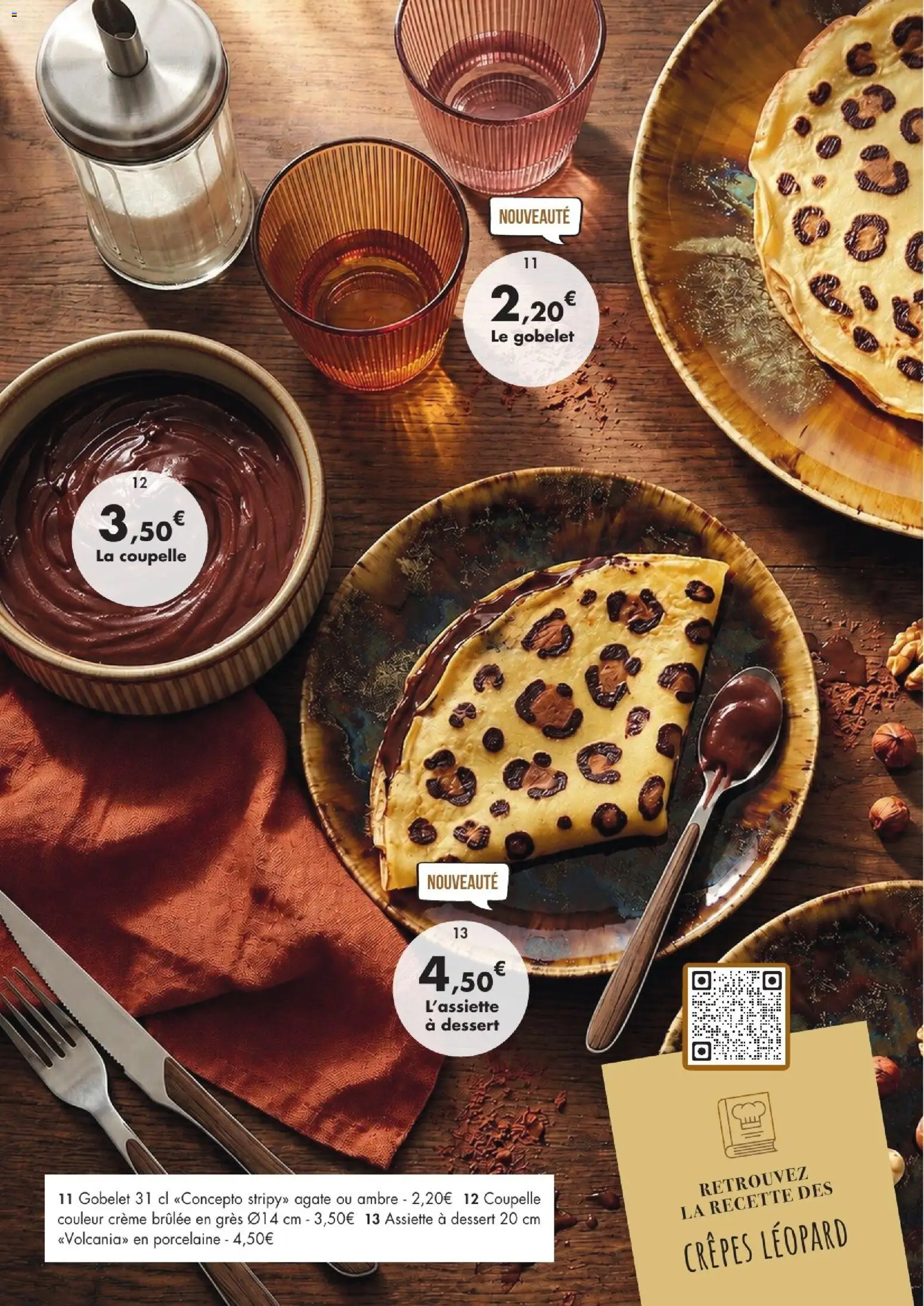 Prévisualisation de E.Leclerc La table d'automne 2026 du magasin E.Leclerc formulaire valide 01/09/2026 - Dessert, Assiette, Crème, Crêpes, Porcelaine, Coupelle