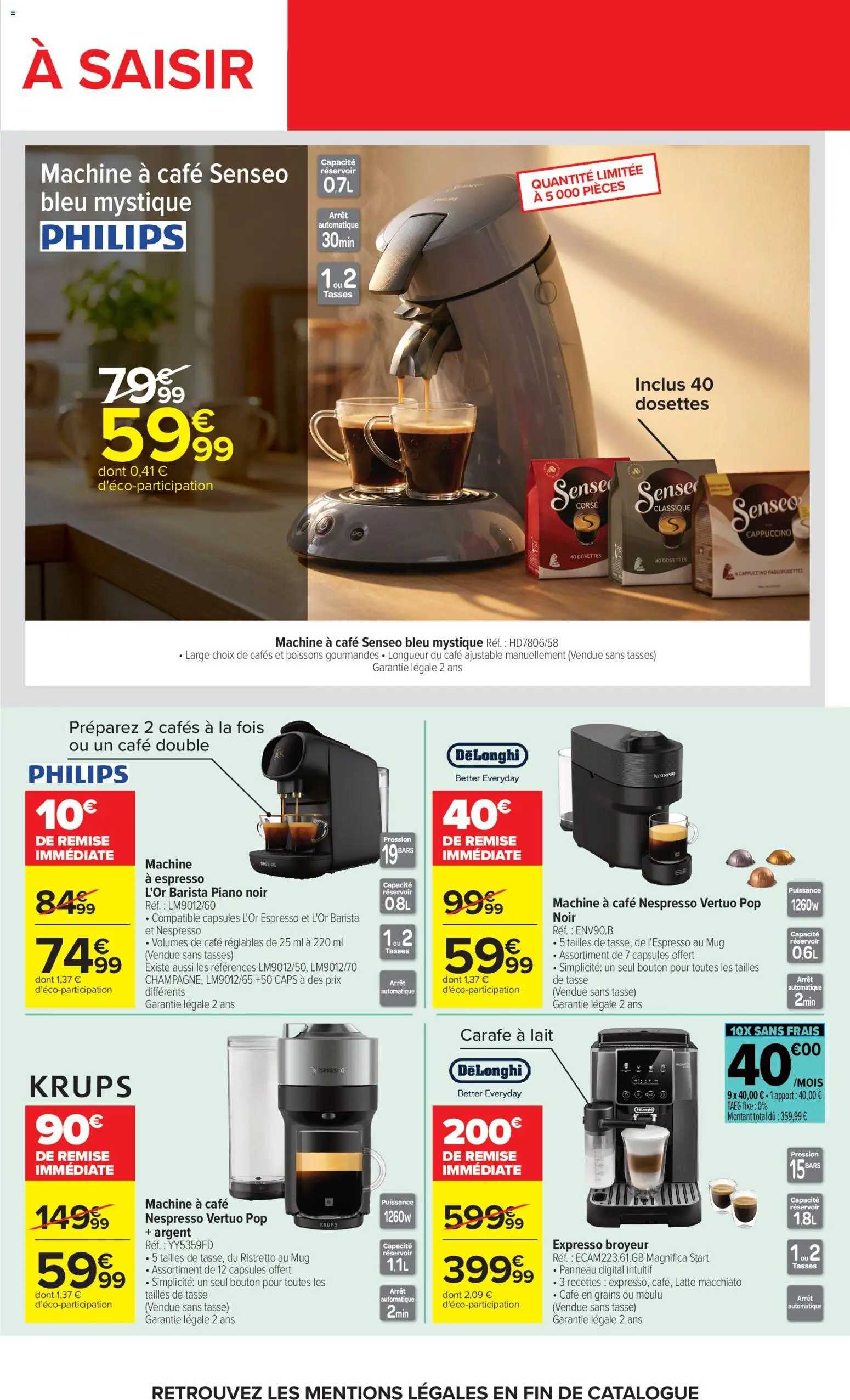 Prévisualisation de Carrefour Market Petit dejeuner du magasin Carrefour Market formulaire valide 01/09/2026 - Café, Nespresso, Piano, Cappuccino, Krups, Café en grains, Tasses, Capsules