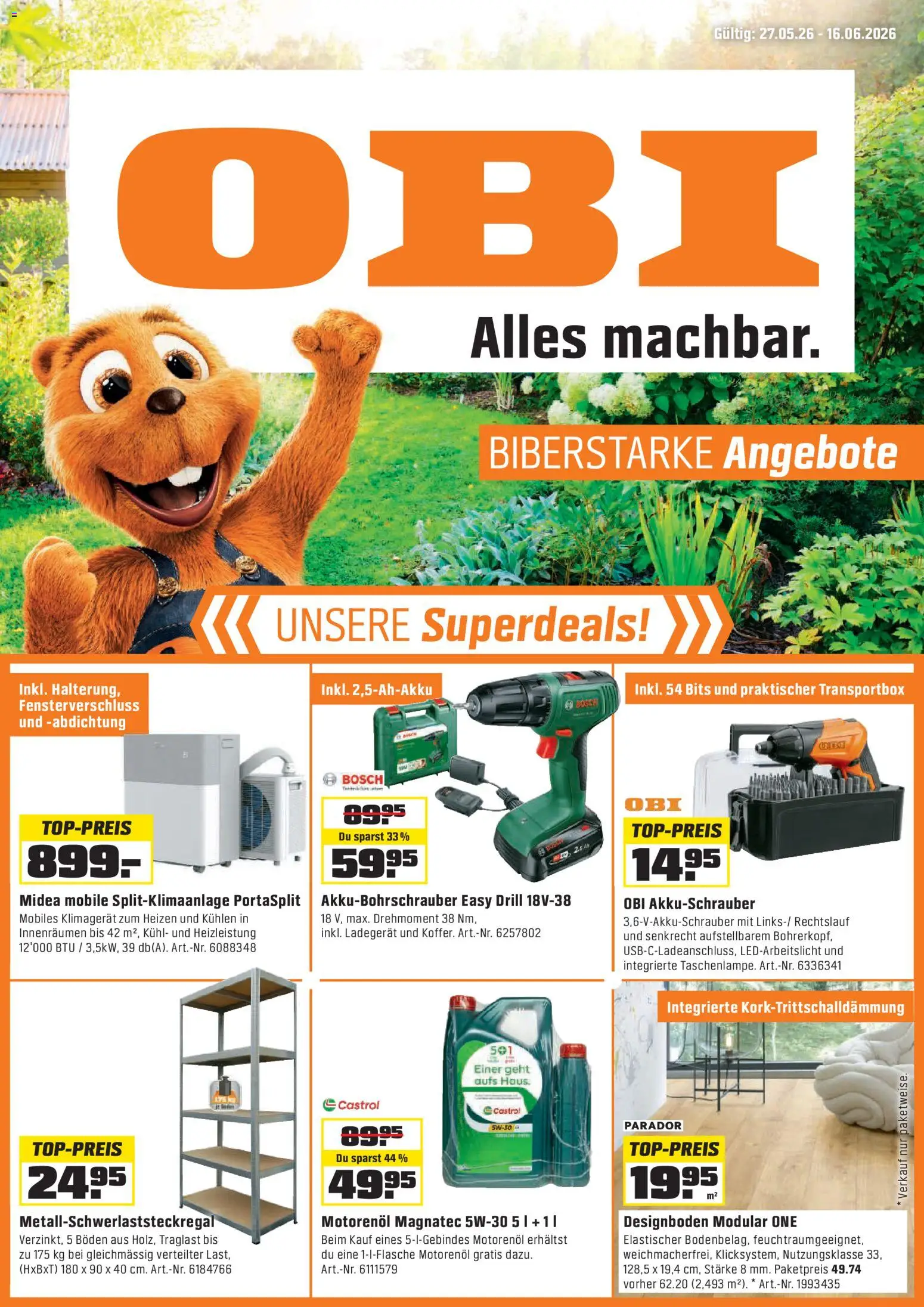 Vorschau des Merkblatts OBI aktionen vom Shop OBI gültig von 27.05.2026 bis 16.06.2026