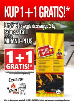 Pogląd gazetki "Prim Market promocja - Brykiet Z Węgla Drzewnego Express Grill" ze sklepu Prim Market ważnej od 30.04.2026