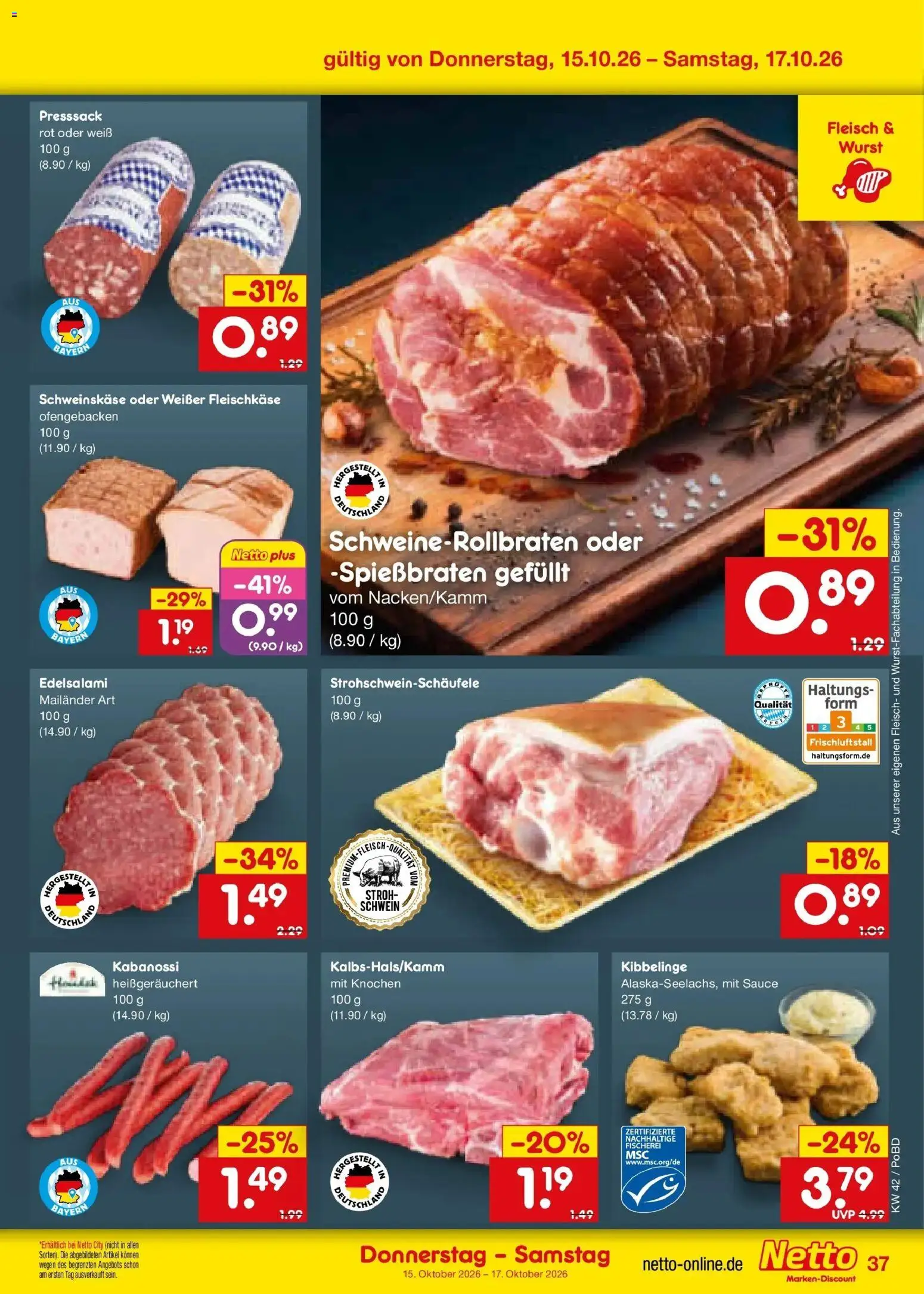 Vorschau von dem Prospekt des Geschäftes Netto Marken-Discount, gültig ab dem 12.10.2026 - Wurst, Fleisch