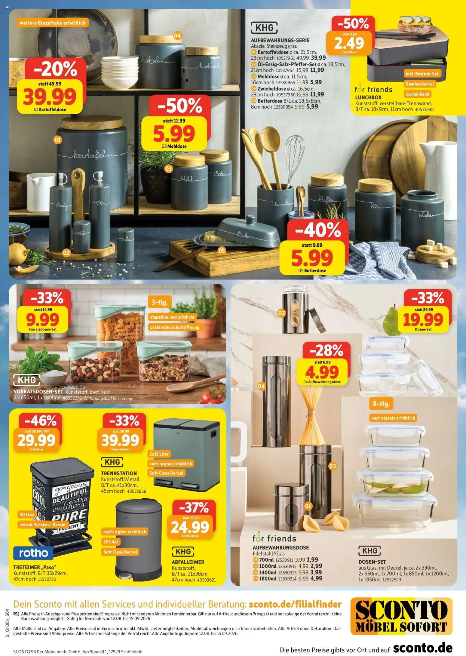 Vorschau von dem Prospekt des Geschäftes Sconto, gültig ab dem 12.08.2026 - Salz, Essig, Abfalleimer