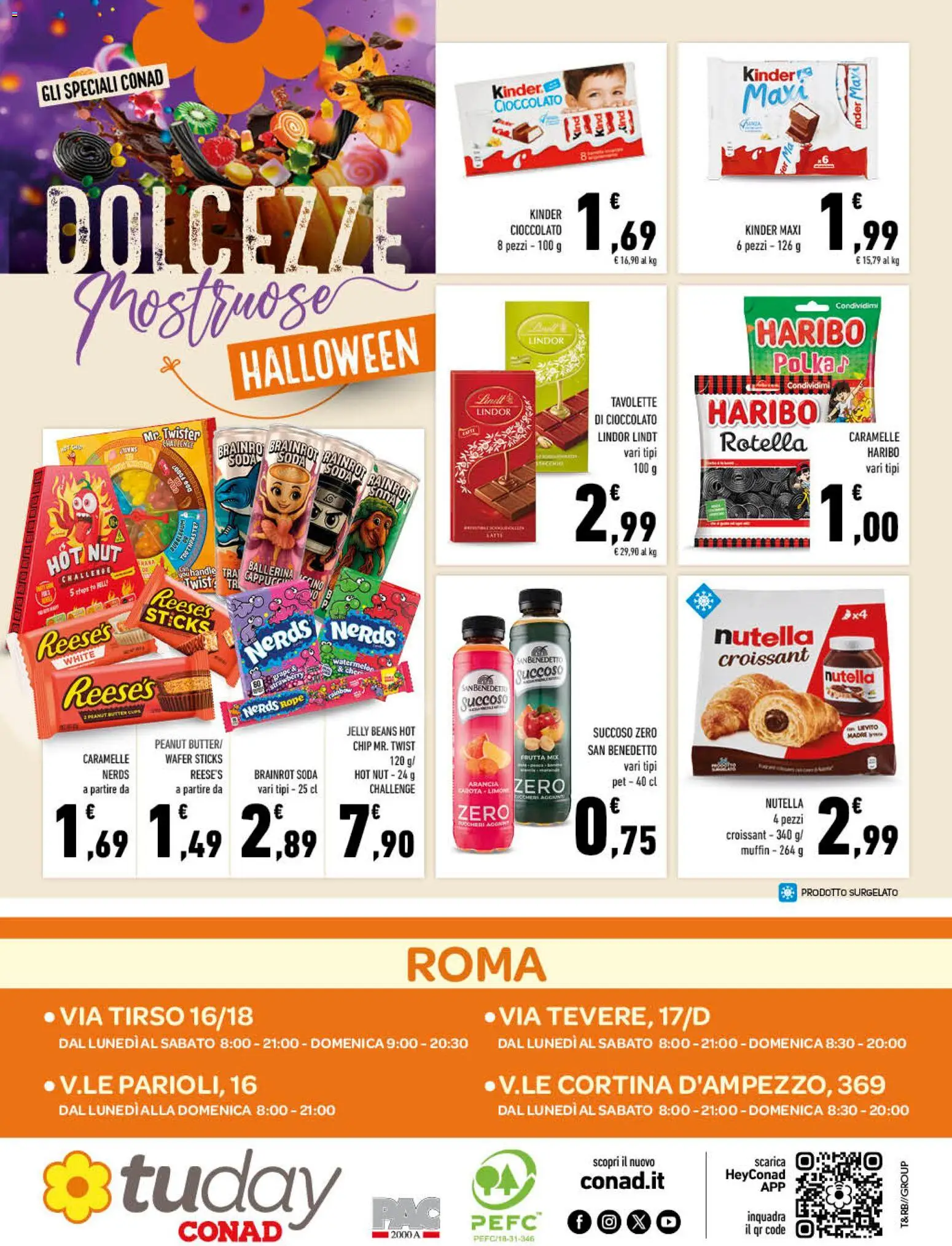Anteprima dell'opuscolo Conad volantino Cena d'autore gourmet Lazio dal negozio Conad valido da 21/10/2026 - Nutella, Muffin, Cioccolato, Lindt, Frutta, Croissant, Caramelle, Lievito