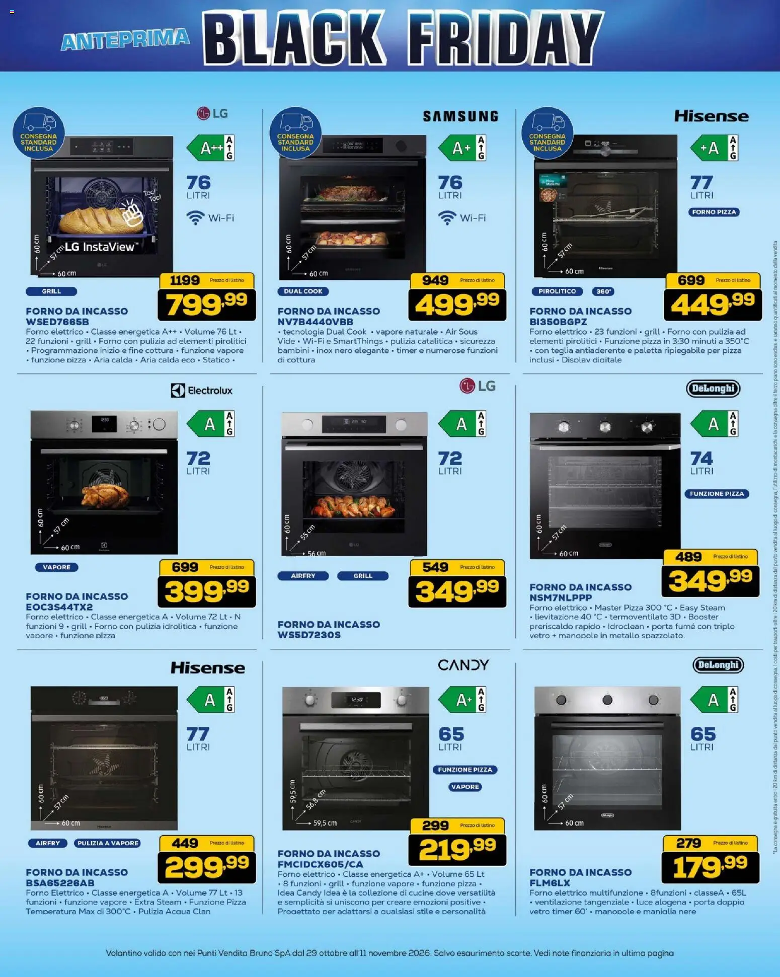 Anteprima dell'opuscolo BRUNO Black Friday dal negozio BRUNO valido da 29/10/2026 - Samsung, Acqua, Forno, Cucine, Forno elettrico, Porta, Teglia, Paletta