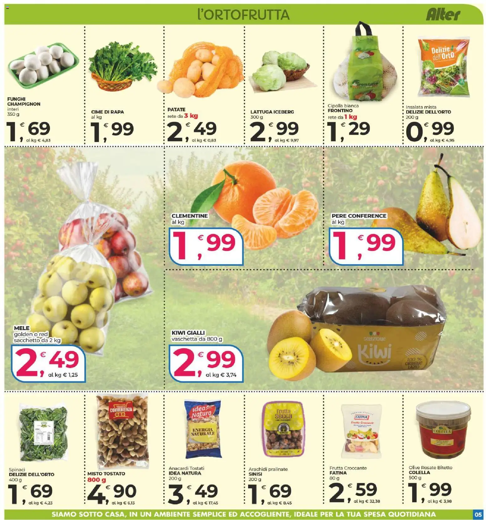 Anteprima dell'opuscolo Alter Discount volantino dal negozio Alter Discount valido da 29/10/2026 - Kiwi, Funghi, Insalata, Cipolla, Lattuga iceberg, Mele, Olive, Pere