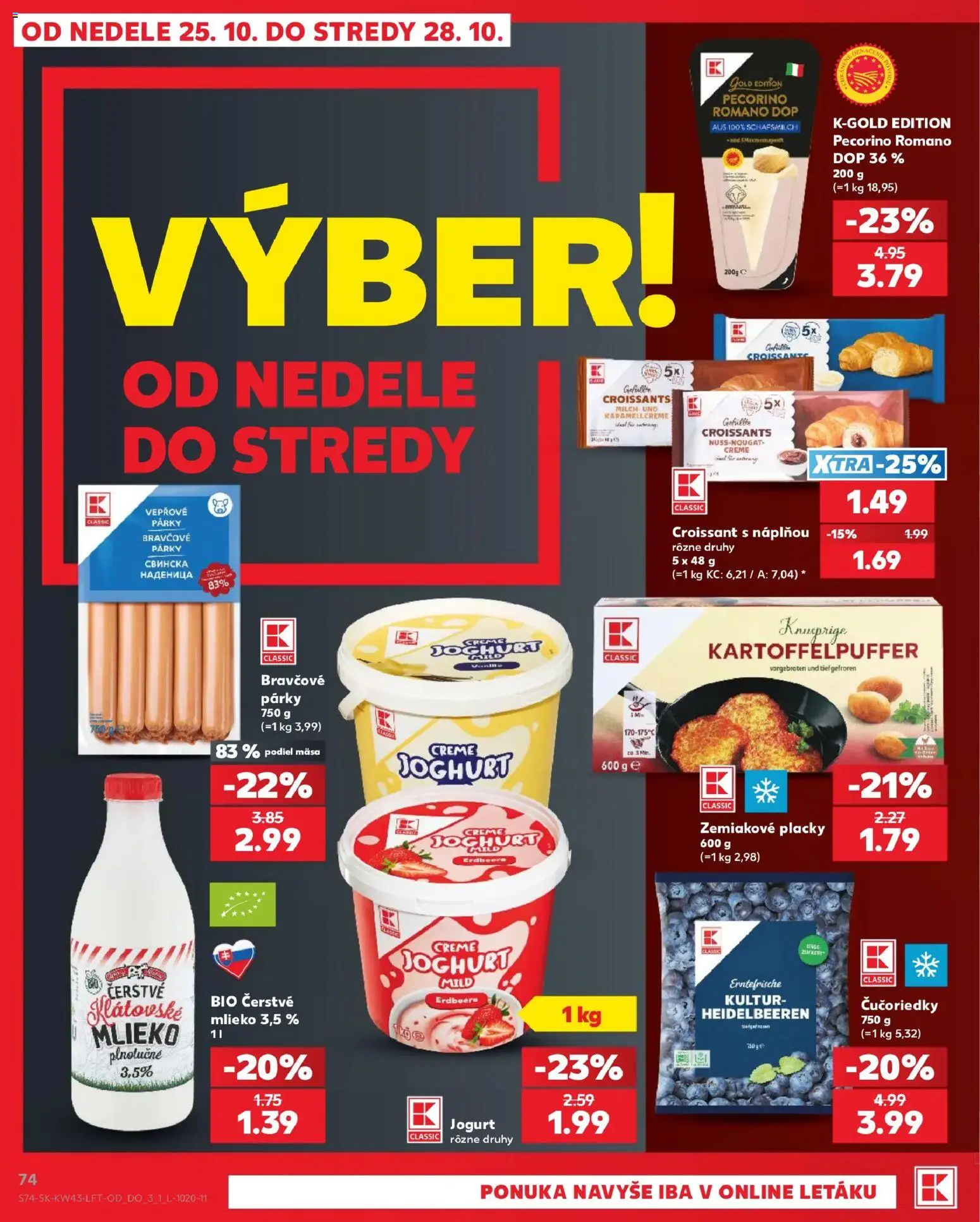 Náhľad Kaufland letáku platného od 22.10.2026 - Croissant, Čučoriedky, Mlieko, Jogurt, Párky