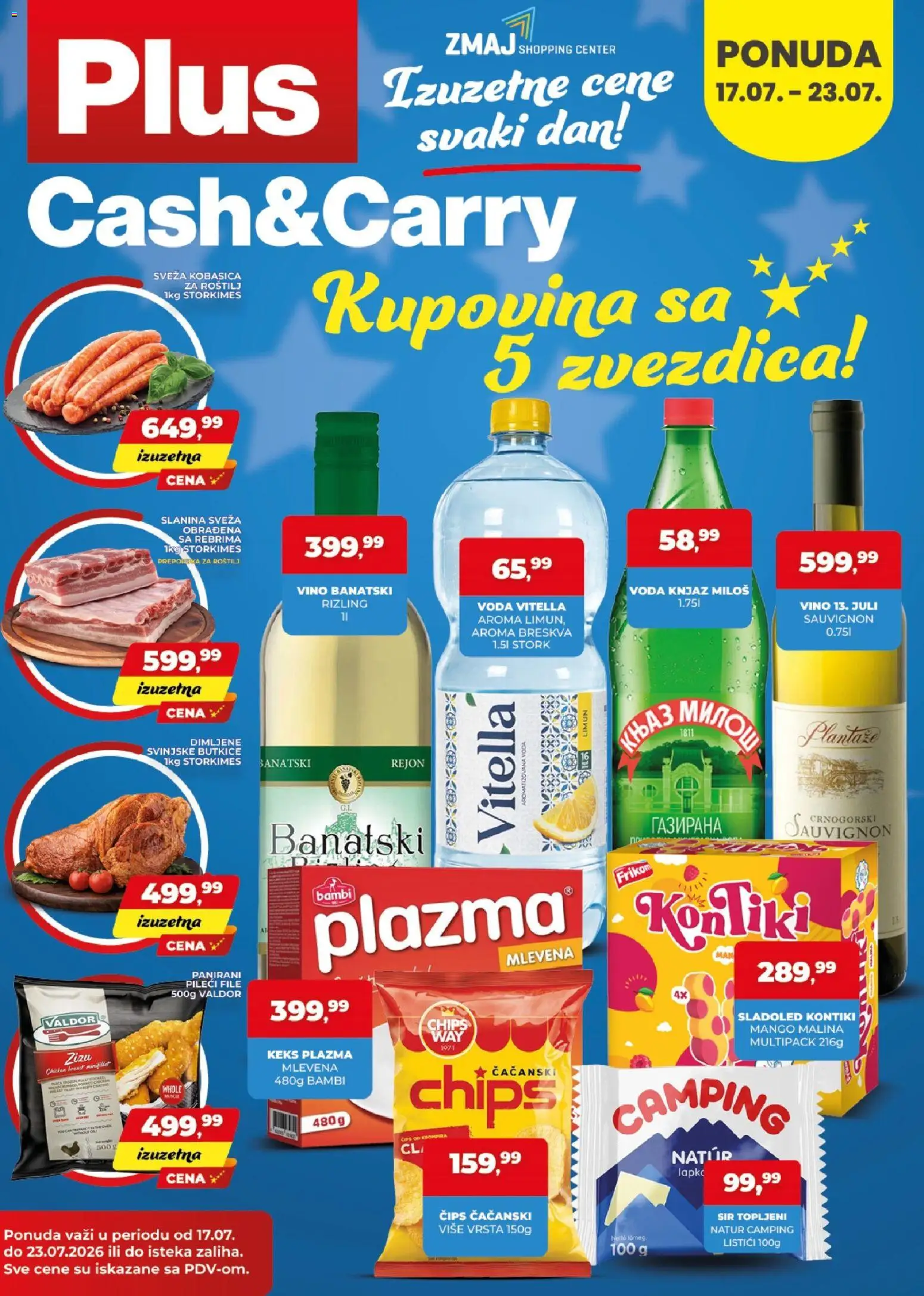 Pregled Plus Cash & Carry kataloga - važi od 17.07.2026 - Mango, Roštilj, Malina, Slanina, Čips, Kobasica, Pileći file, Plazma