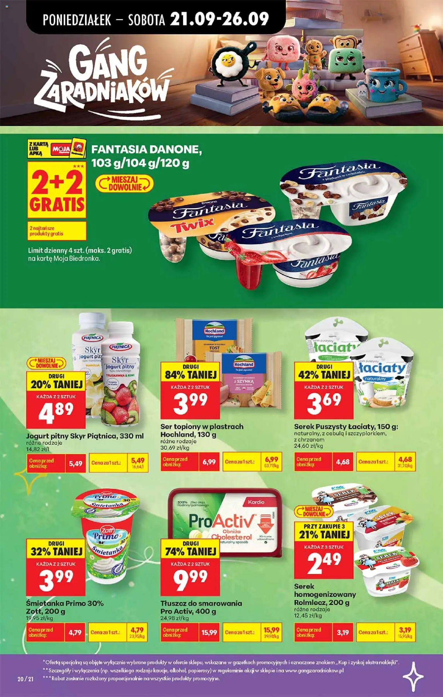 Pogląd gazetki "Biedronka gazetka - Gang zaradniaków" ze sklepu Biedronka ważnej od 21.09.2026 - Kiwi, Ser, Skyr, Cebula, Karta, Wanilia, Skyr piątnica, Serek