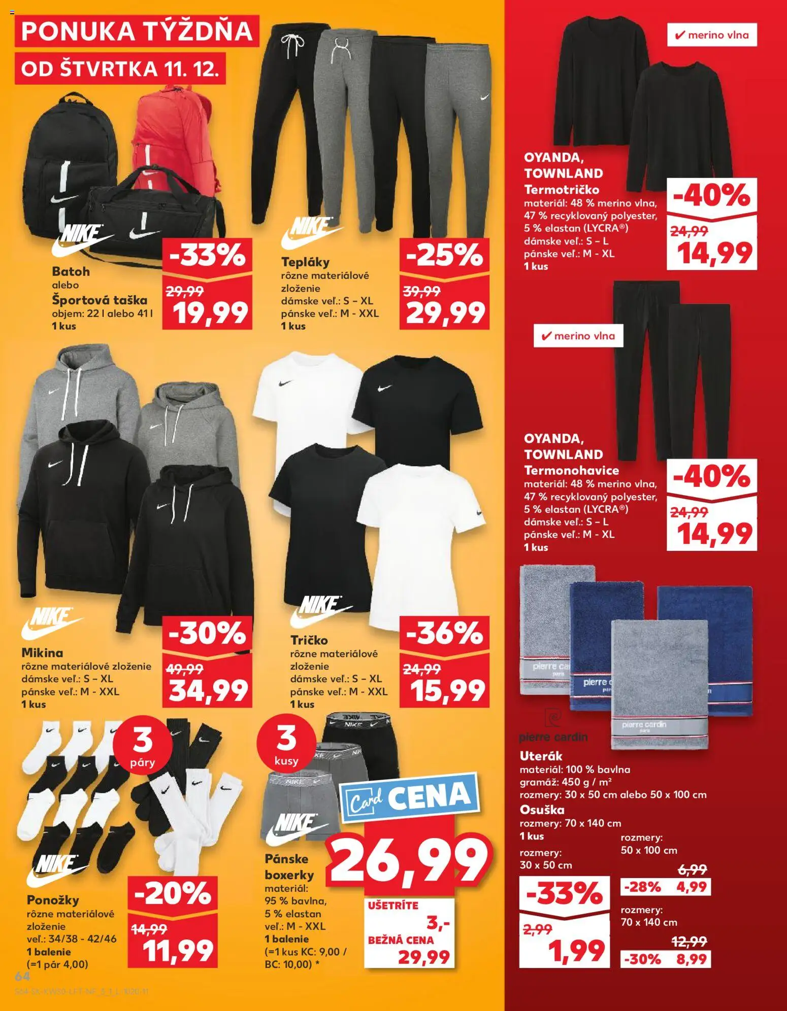Náhľad Kaufland letáku platného od 11.12.2025 - Mikina, Tričko, Ponožky, Batoh, Boxerky, Taška, Osuška, Uterák
