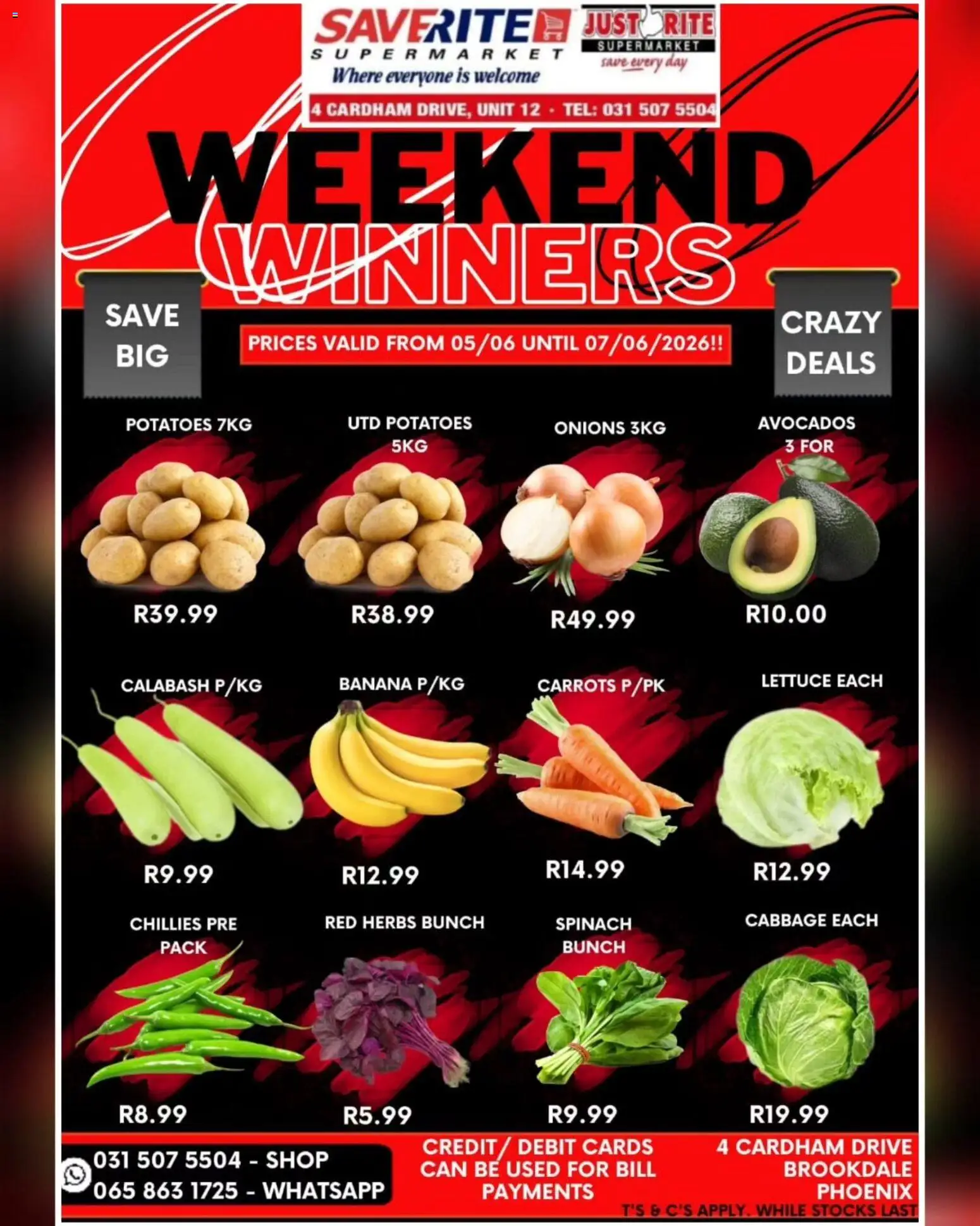 Preview of Saverite flyer valid from 05/06/2026 - Avocados, Potatoes, Carrots, Onions, Lettuce, Herbs