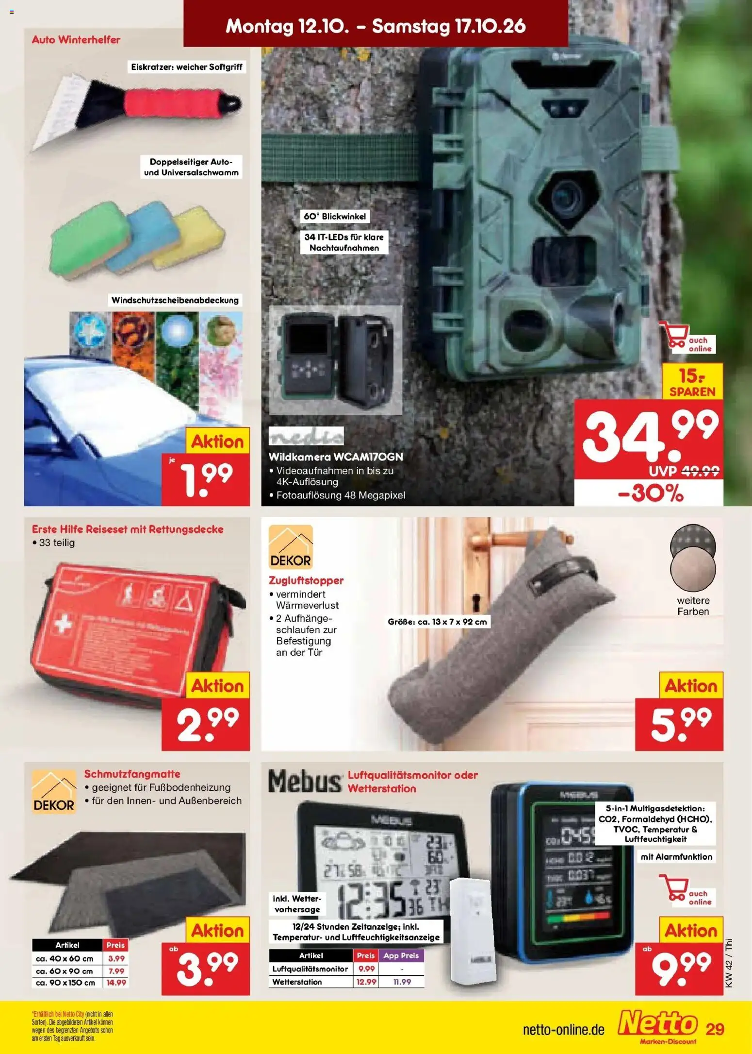 Vorschau von dem Prospekt des Geschäftes Netto Marken-Discount, gültig ab dem 12.10.2026 - Tür, Wetterstation, Schmutzfangmatte