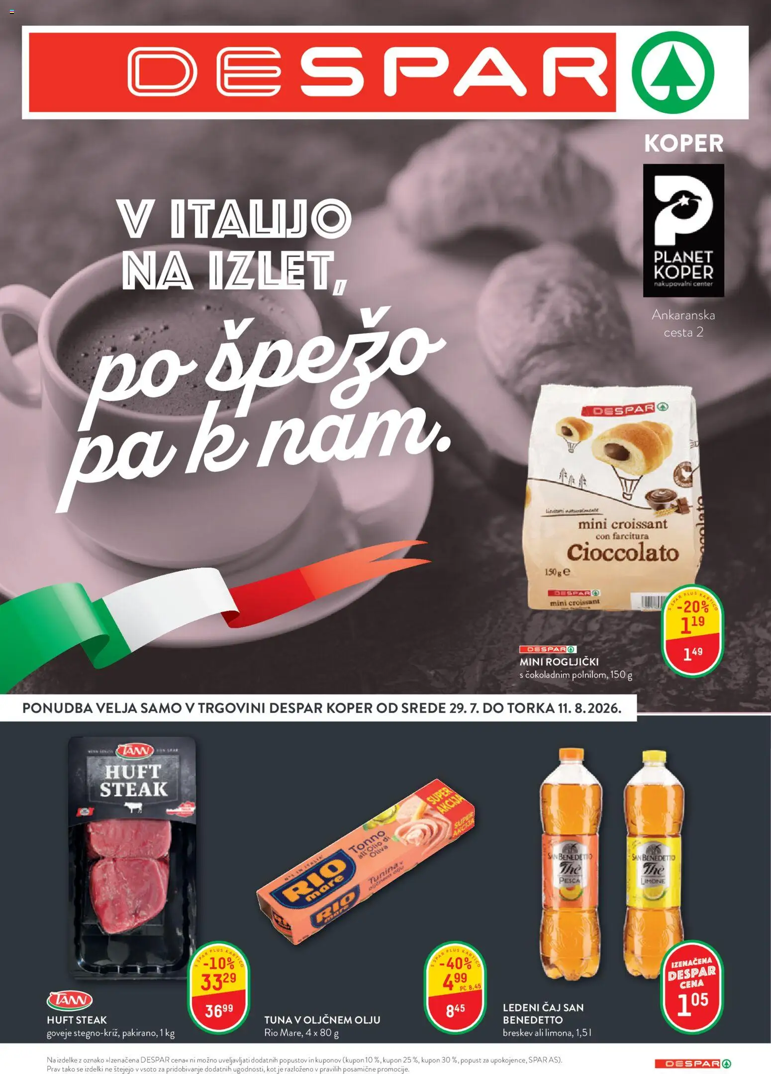 Predogled kataloga iz trgovine Spar veljaven od 29.07.2026 - Caj, Tuna, Breskev, Rogljički, Ledeni čaj