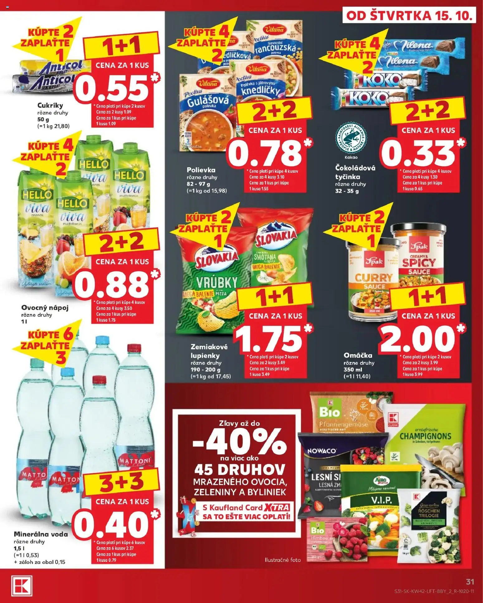 Náhľad Kaufland letáku platného od 15.10.2026 - Pizza, Voda, Kakao, Multivitamín, Mattoni, Omáčka, Cukríky, Minerálna voda