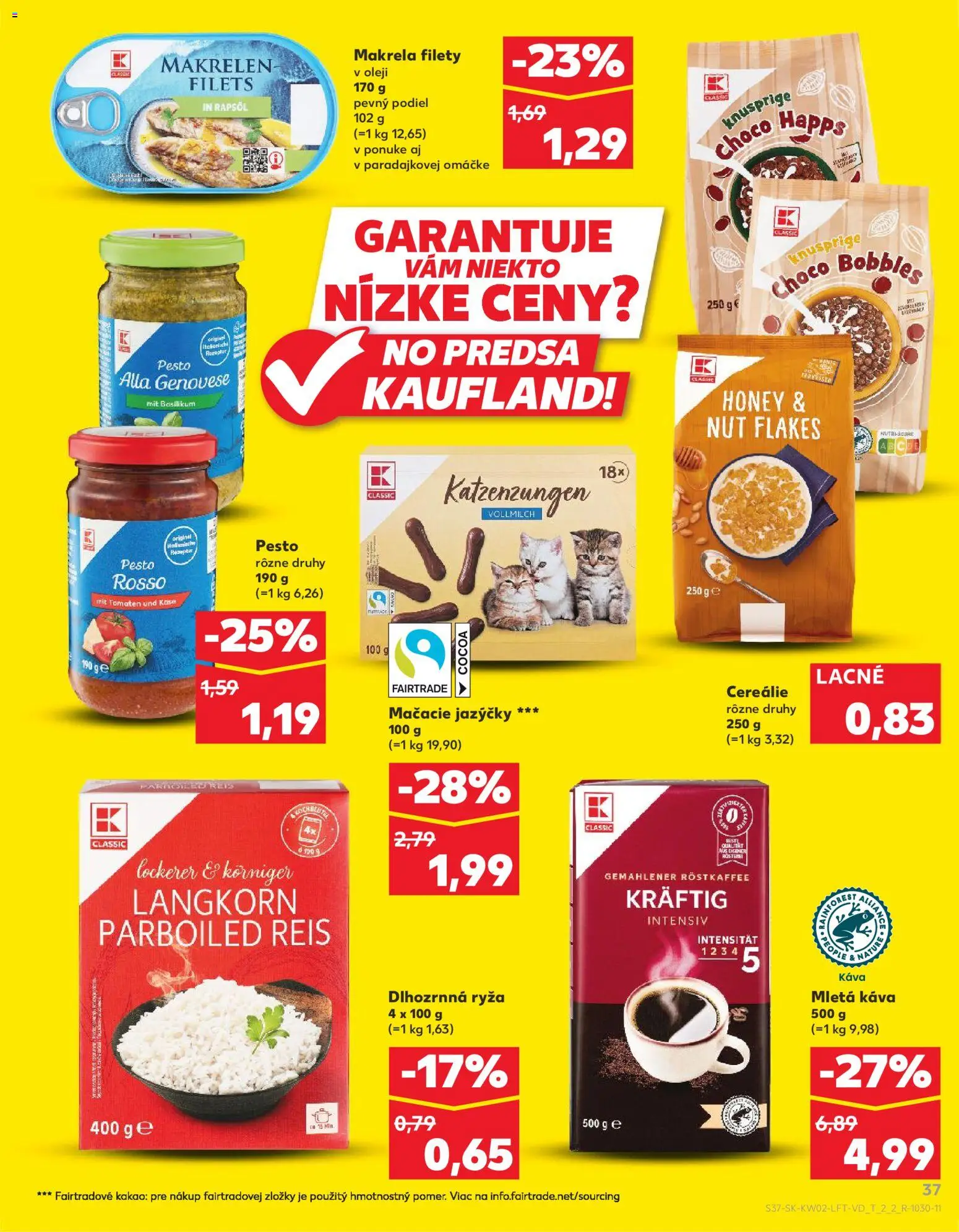 Náhľad Kaufland letáku platného od 08.01.2026 - Káva, Ryža, Kakao, Pesto, Cereálie