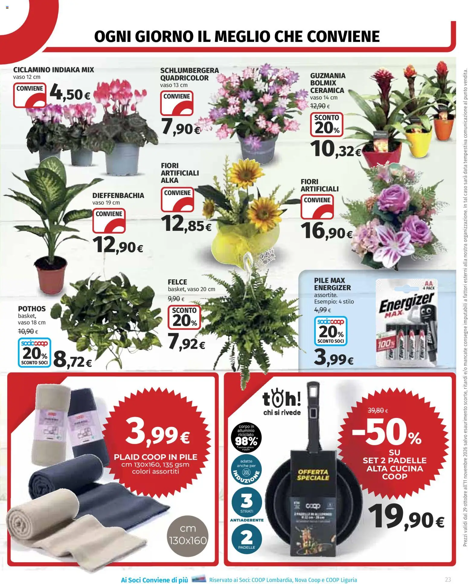 Anteprima dell'opuscolo COOP volantino Superstore dal negozio COOP valido da 29/10/2026 - Fiori, Pile, Plaid, Alluminio, Data, Vaso, Fiori artificiali