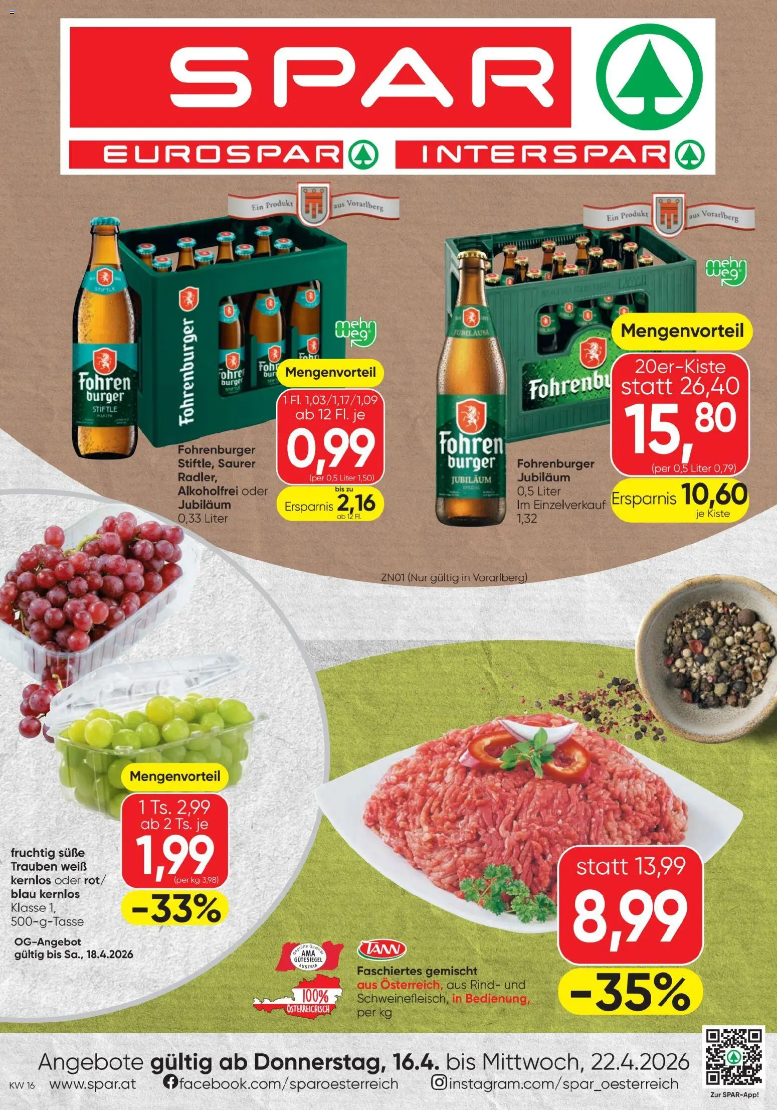 Vorschau der Angebote: Spar Spar - Flugblatt gültig ab 16.04.2026 - Burger