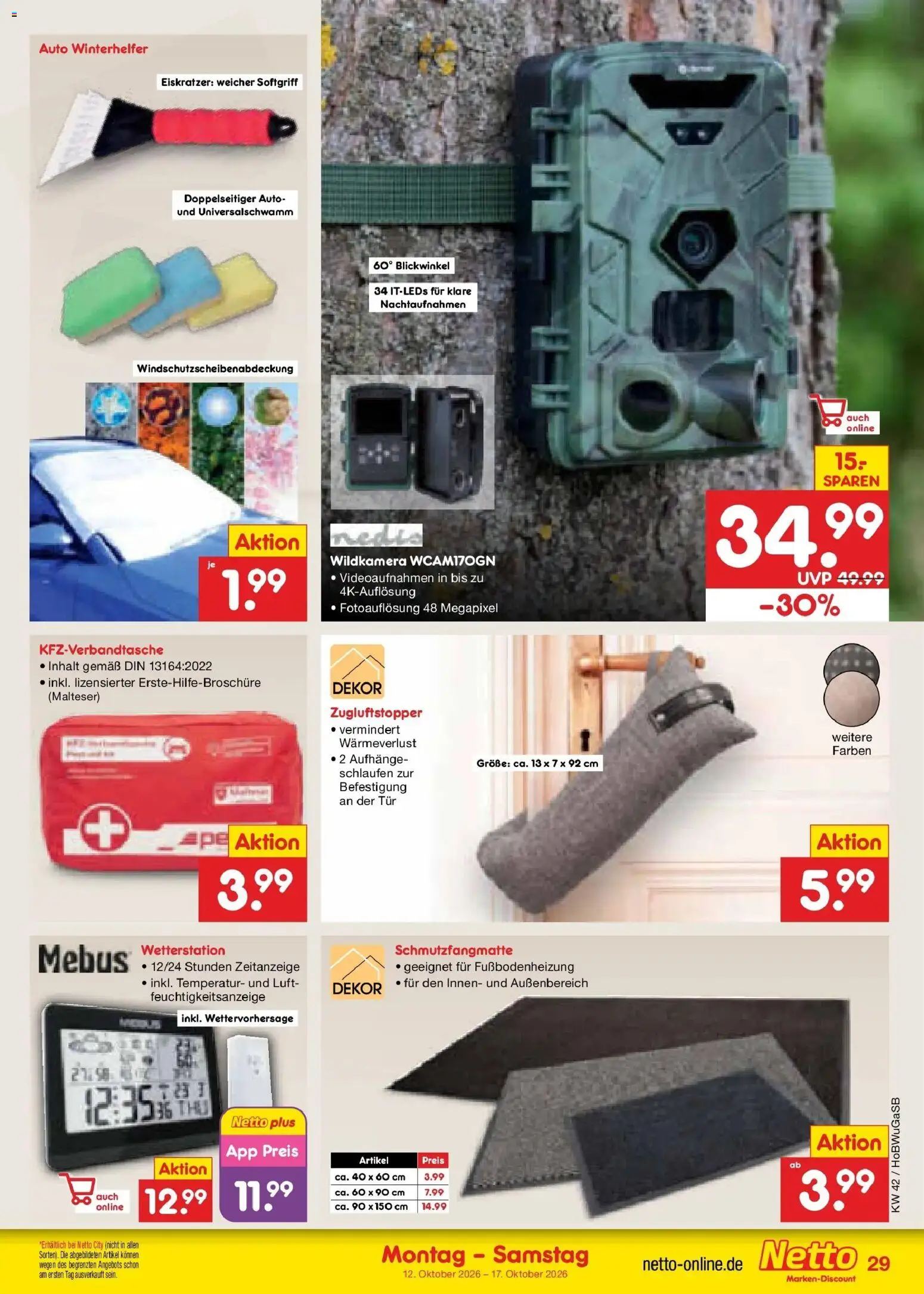 Vorschau von dem Prospekt des Geschäftes Netto Marken-Discount, gültig ab dem 12.10.2026 - Tür, Wetterstation, Schmutzfangmatte