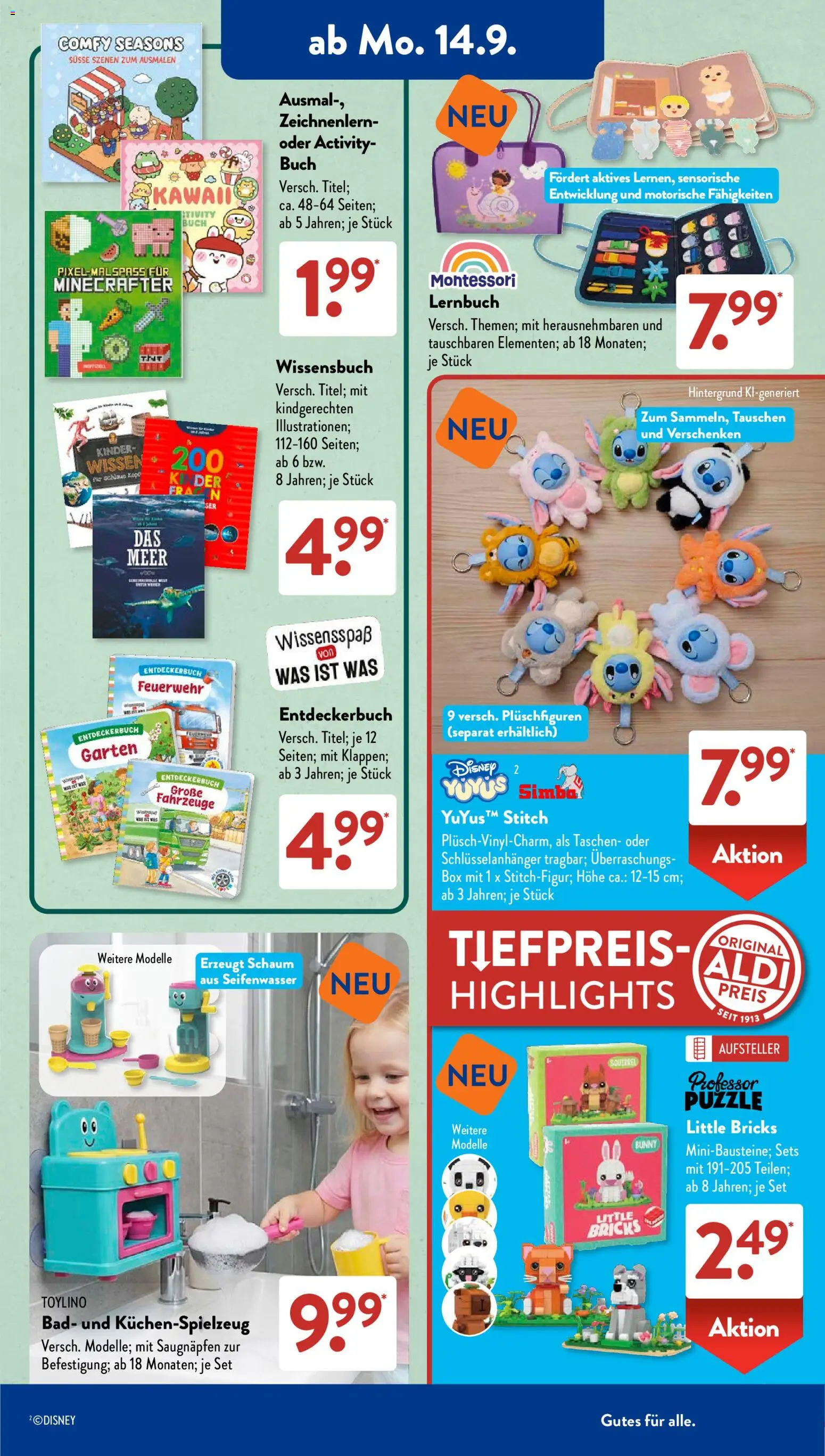 Vorschau von dem Prospekt des Geschäftes Aldi Süd, gültig ab dem 14.09.2026 - Butter, Red bull, Mozzarella, Milch, Energy, Salakis, Fruchtsaft, Schafskase