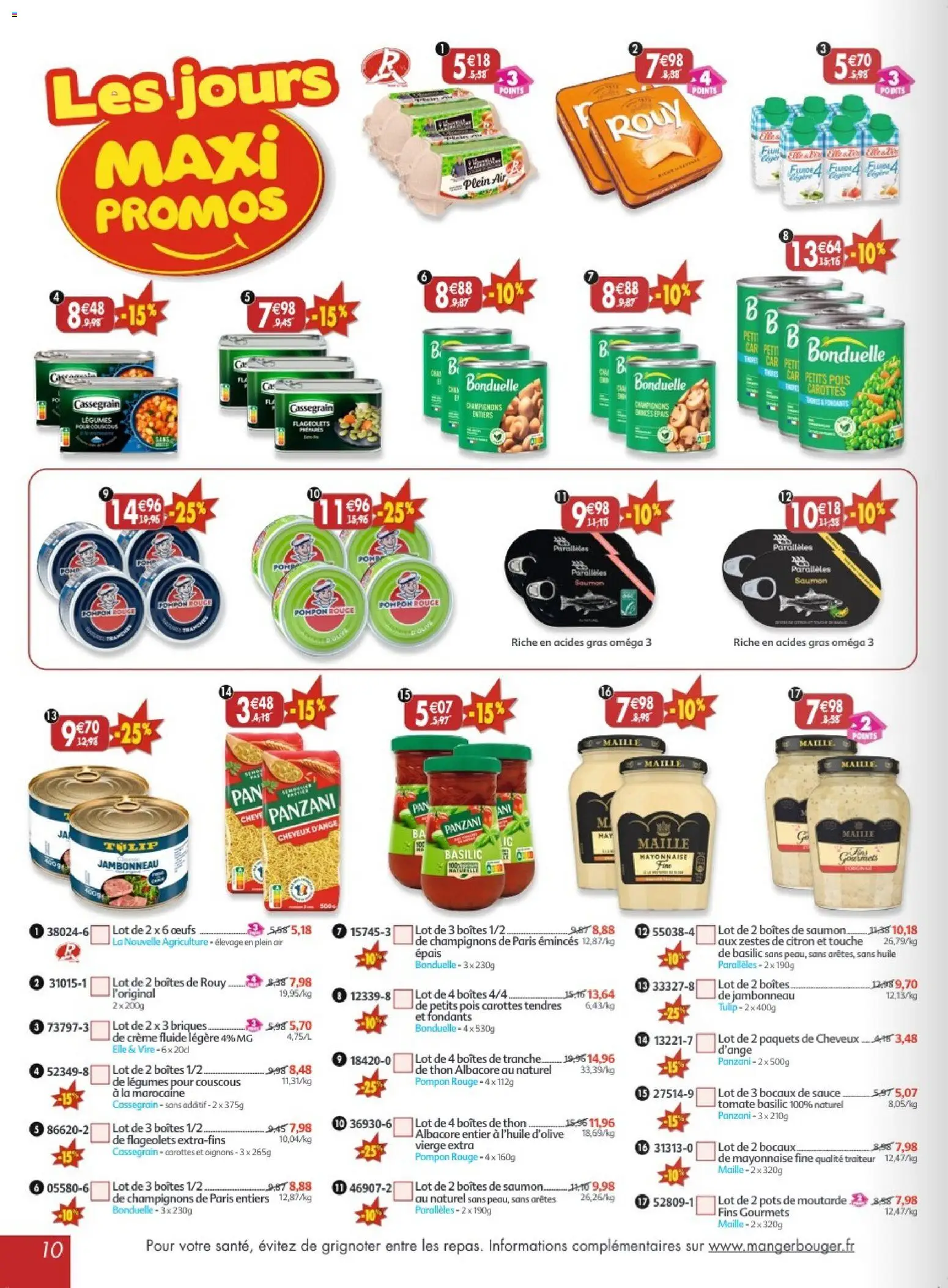 Prévisualisation de Maximo catalogue epicerie du magasin Maximo formulaire valide 26/10/2026 - Œufs, Tomate, Thon, Citron, Pois, Moutarde, Cassegrain, Oméga
