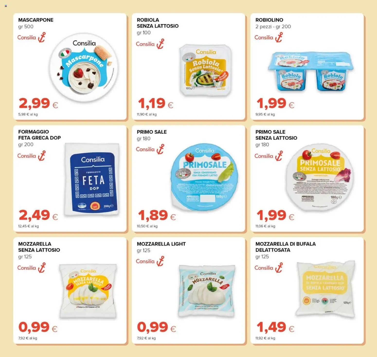 Anteprima dell'opuscolo Oasi volantino Prezzi Ribassati dal negozio Oasi valido da 21/08/2026 - Formaggio, Mozzarella, Sale, Mascarpone, Feta, Robiola, Mozzarella senza lattosio, Senza lattosio