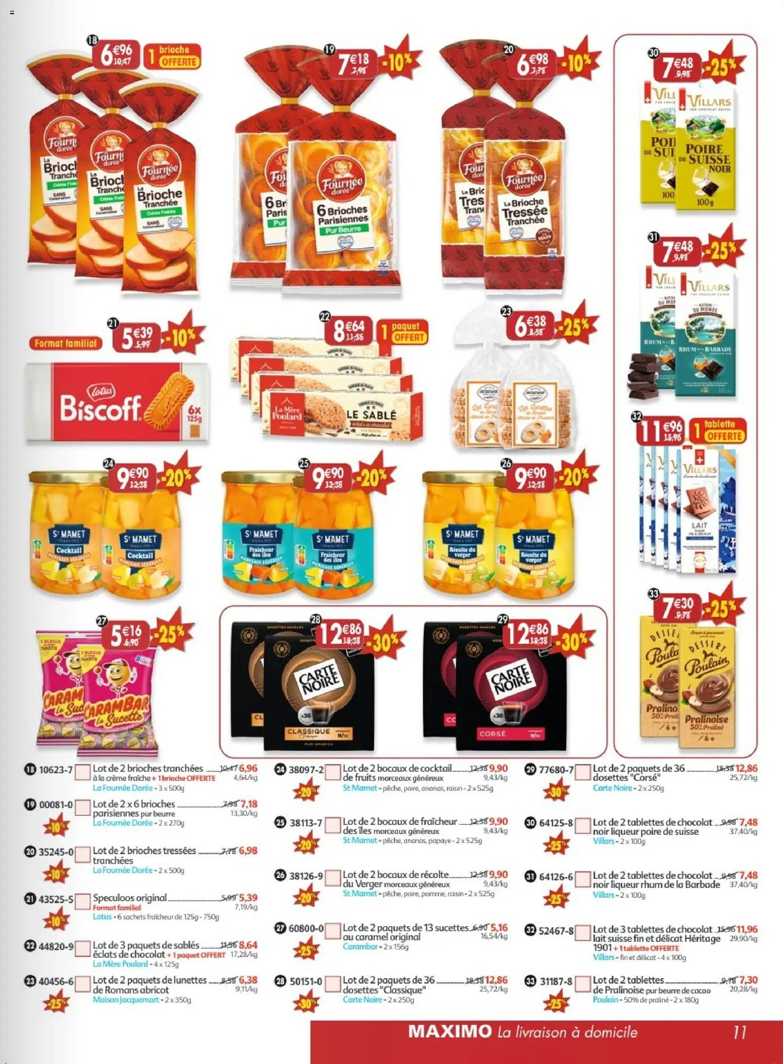 Prévisualisation de Maximo catalogue epicerie du magasin Maximo formulaire valide 26/10/2026 - Dessert, Four, Lotus, Brioche, Beurre, Crème, Raisin, Cacao