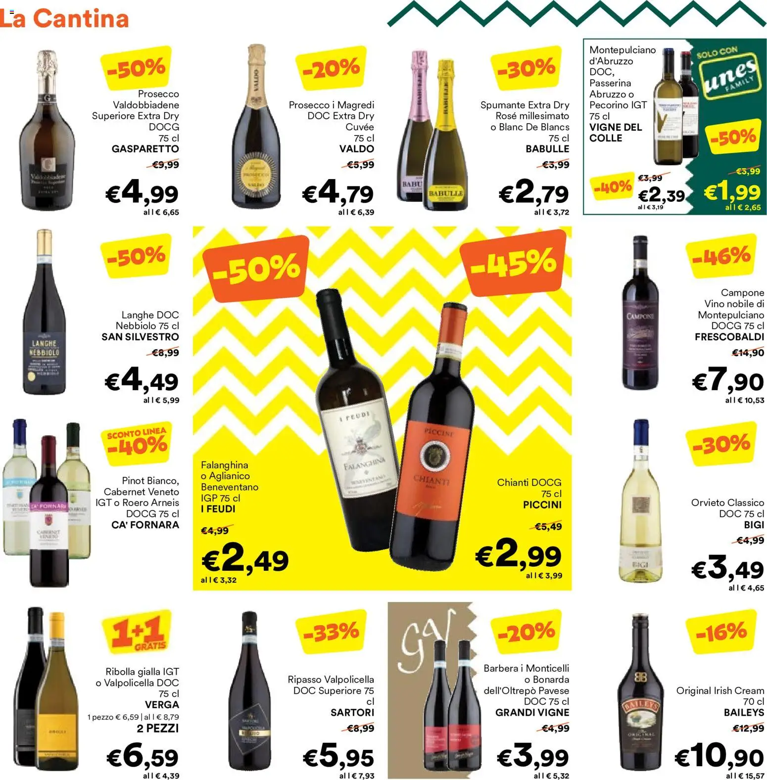 Anteprima dell'opuscolo Unes volantino dal negozio Unes valido da 19/10/2026 - Vino, Prosecco, Baileys, Pecorino, Spumante