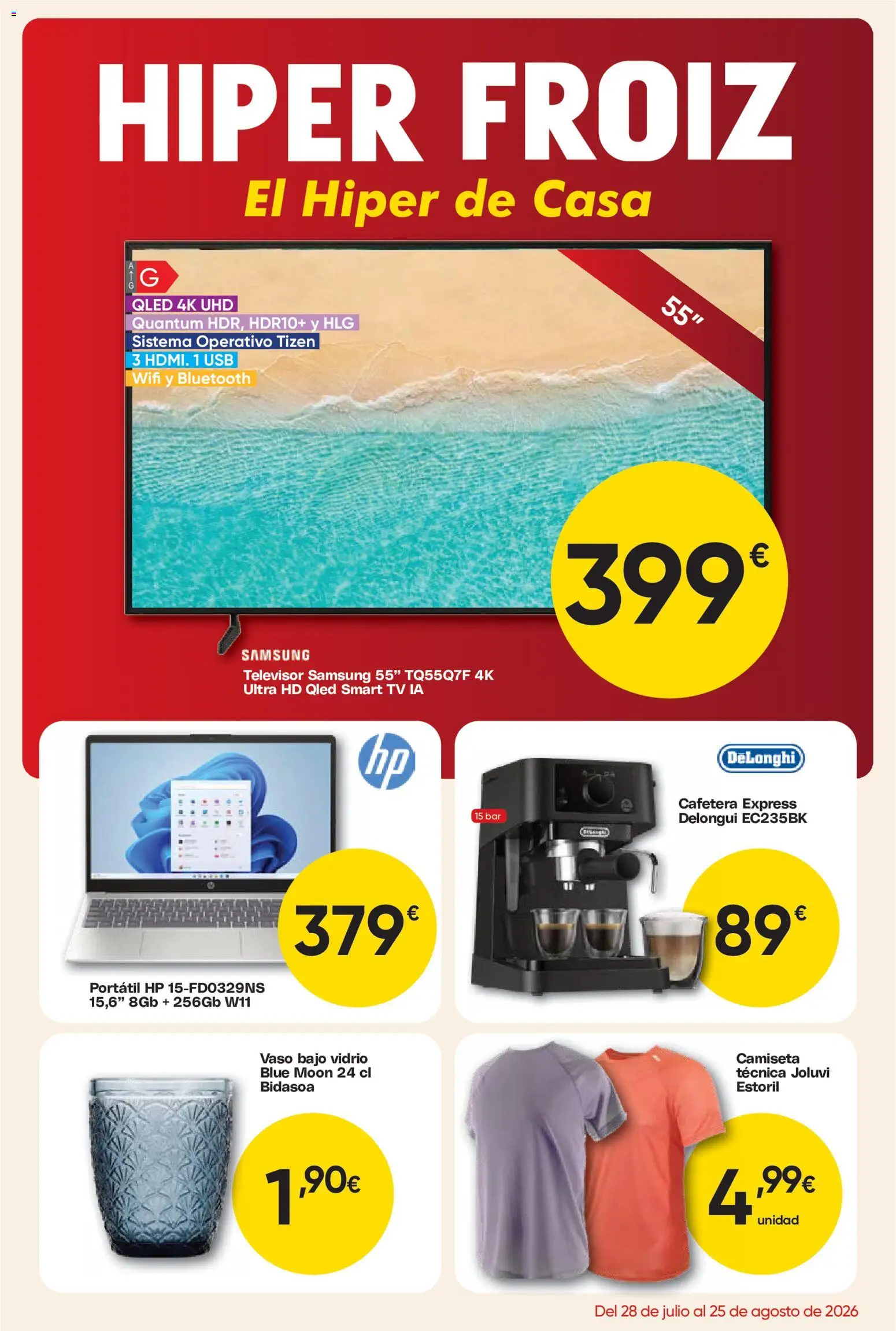 Vista previa del folleto de la tienda Froiz válido desde el 28/07/2026 - Cafetera, Portátil, Televisor, USB, Portátil HP