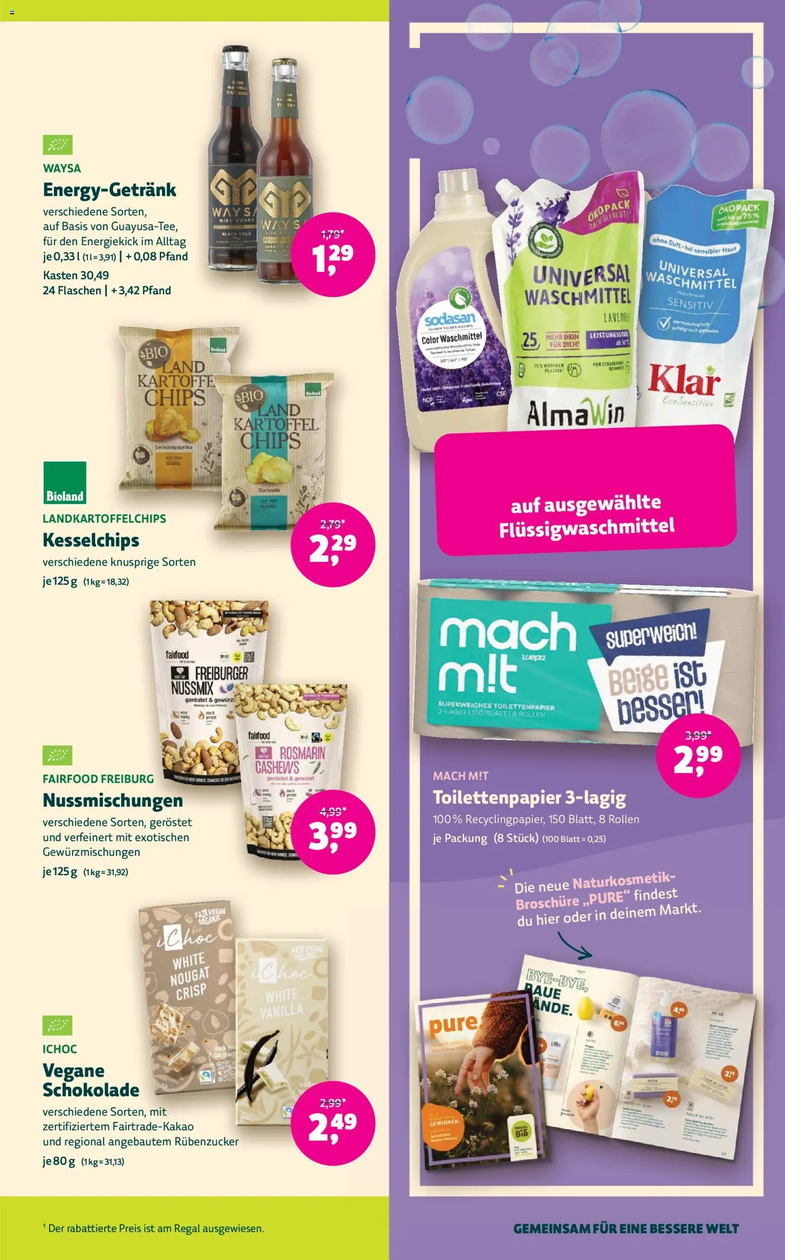 Vorschau von dem Prospekt des Geschäftes BioMarkt, gültig ab dem 09.09.2026 - Chips, Schokolade, Regal, Toilettenpapier, Waschmittel