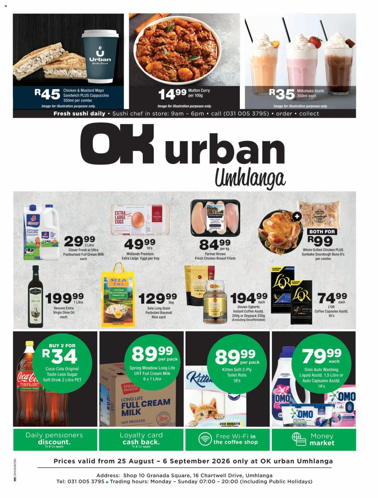 Preview of OK Foods flyer valid from 25/08/2026 - Sugar, Rice, Cream, Tray, Buns, Mustard, Meadow, Instant coffee