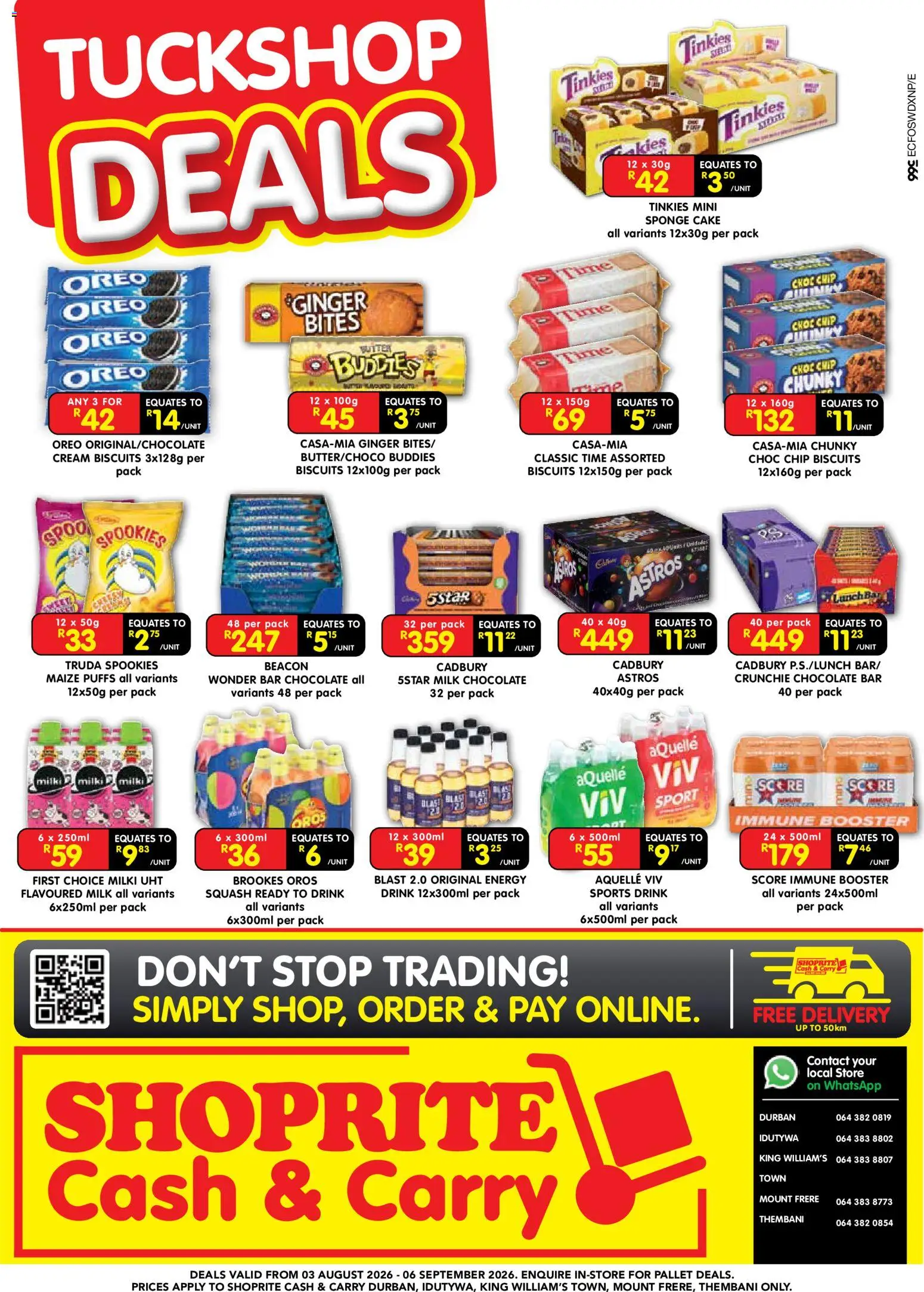 Preview of Shoprite flyer valid from 03/08/2026 - Chocolate, Cake, Milk, Biscuits, Cream, Oreo, Squash, Sports drink