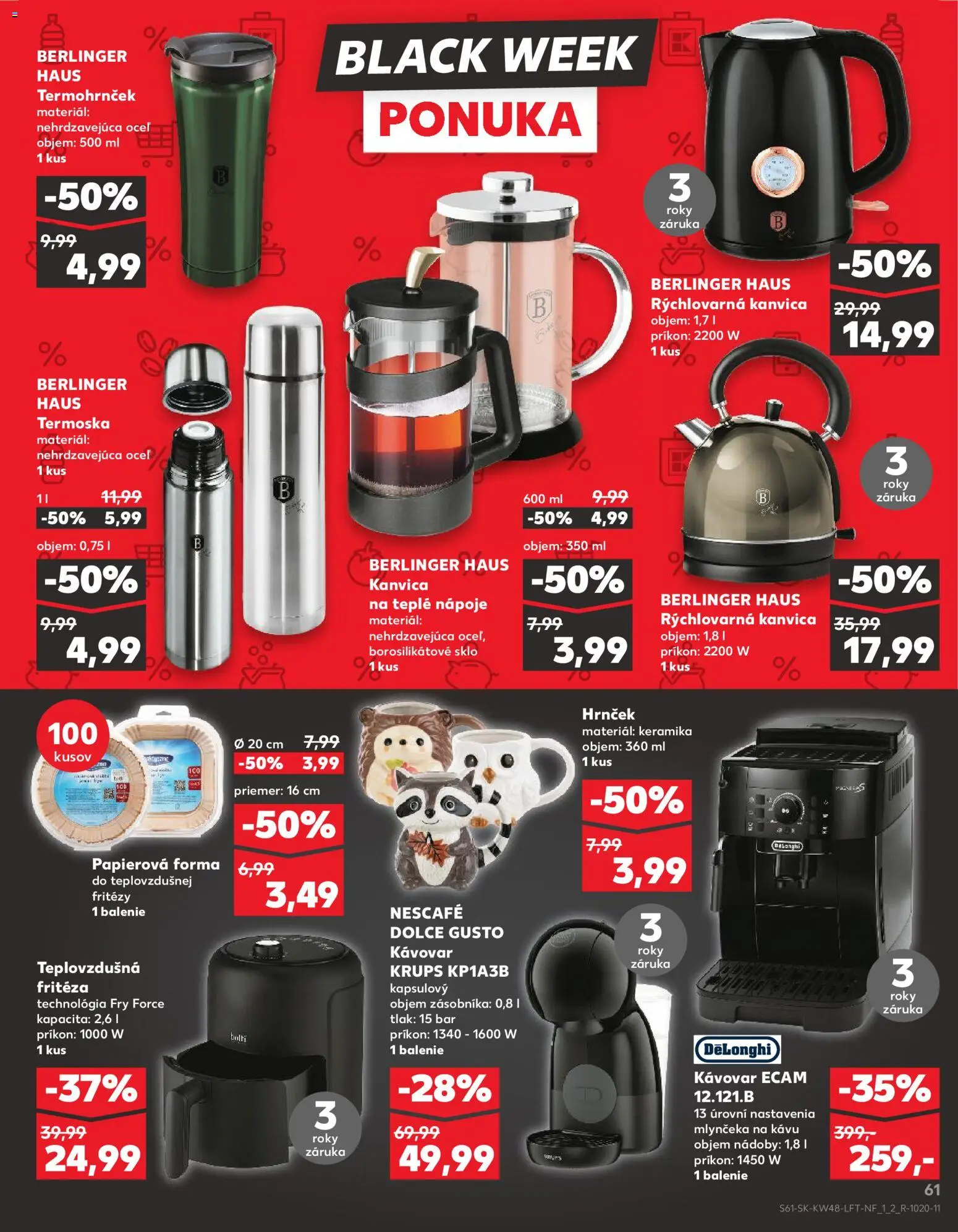 Náhľad Kaufland letáku platného od 27.11.2025 - Teplovzdušná frítéza, Kávovar, Dolce Gusto, Rýchlovarná kanvica, Kanvica, Dolce gusto kávovar, Fritéza, Nápoje