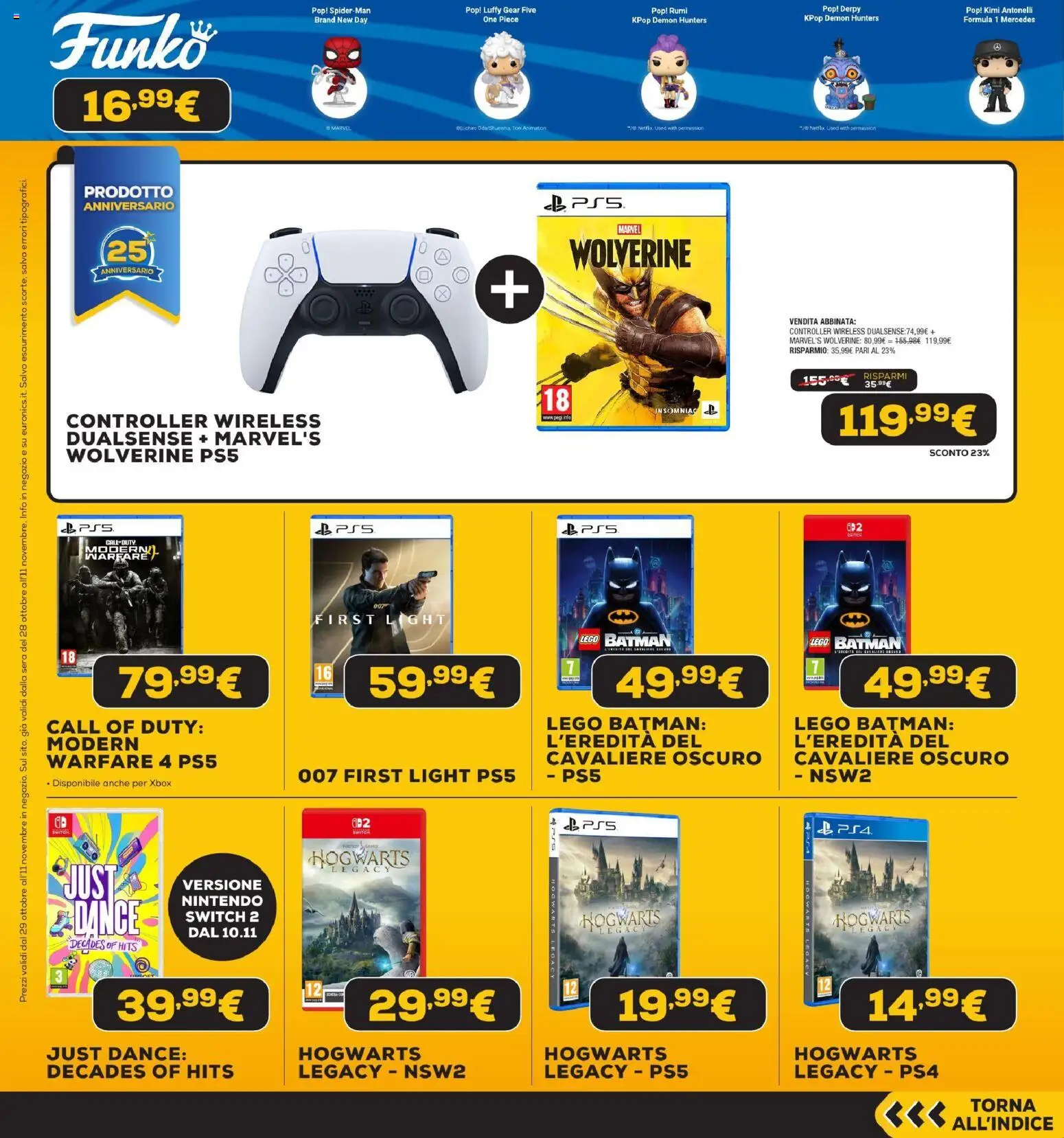Anteprima dell'opuscolo Euronics Black Friday dal negozio Euronics valido da 29/10/2026 - LEGO, Xbox