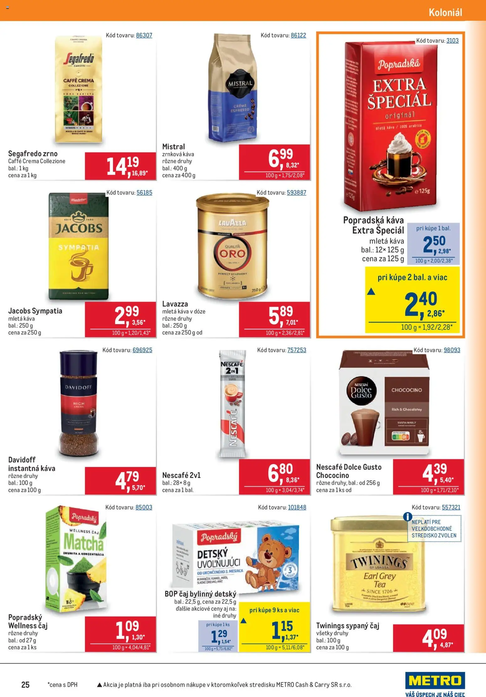 Náhľad Metro letáku platného od 09.09.2026 - Matcha, Dolce Gusto, Čaj, Lavazza, Zrnková káva, Davidoff, Instantná káva, Popradská káva