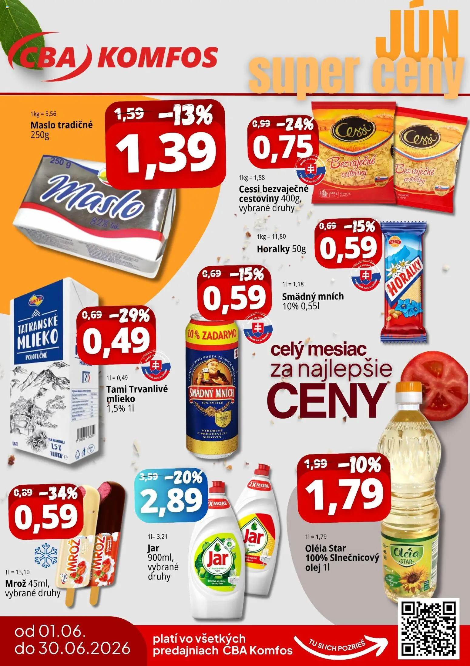 Náhľad CBA Komfos letáku platného od 01.06.2026