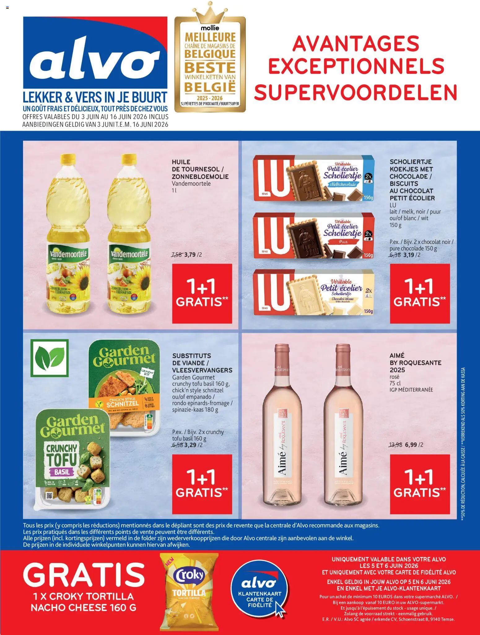 Voorbeeld van Alvo Publicité van winkel Alvo geldig vanaf 03/06/2026 - La, Tortilla, Schnitzel, Tofu, Chocolade, Koekjes, Zonnebloemolie